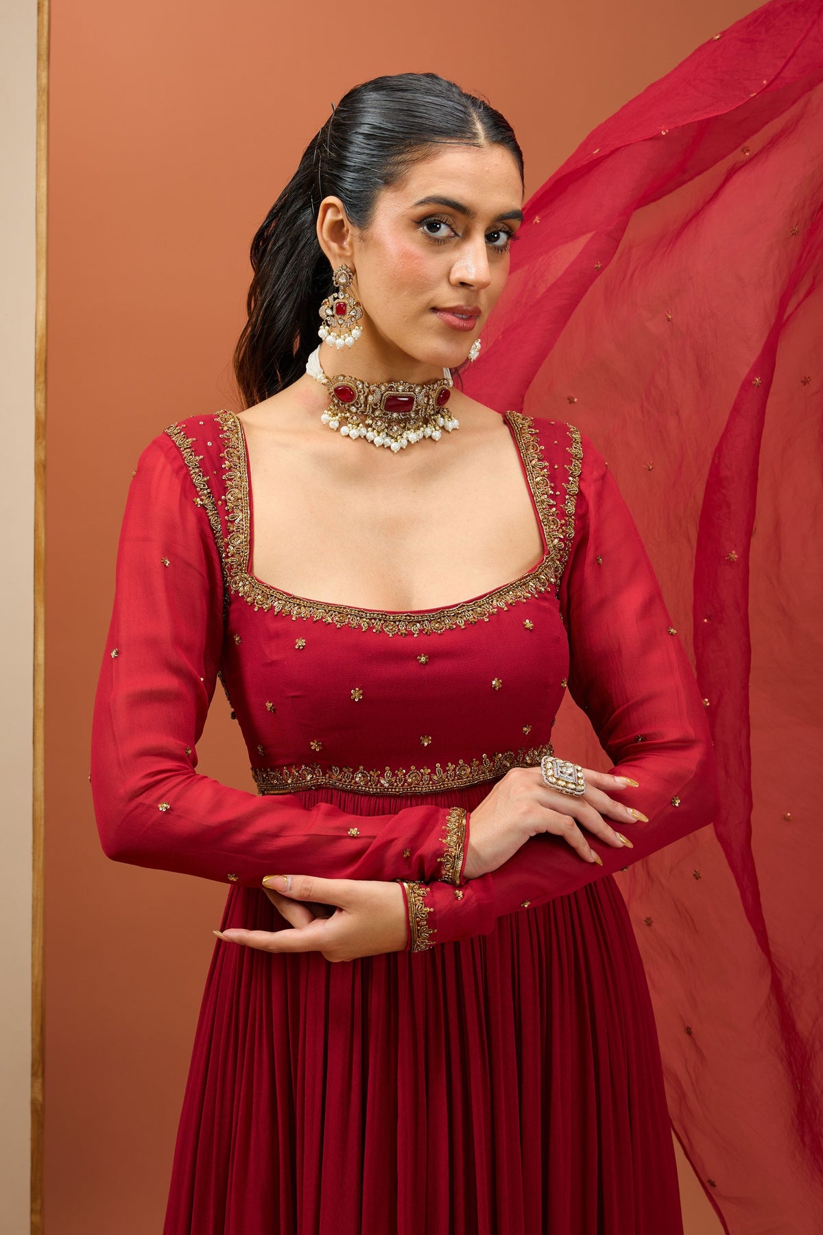 Mehroon Anarkali Set