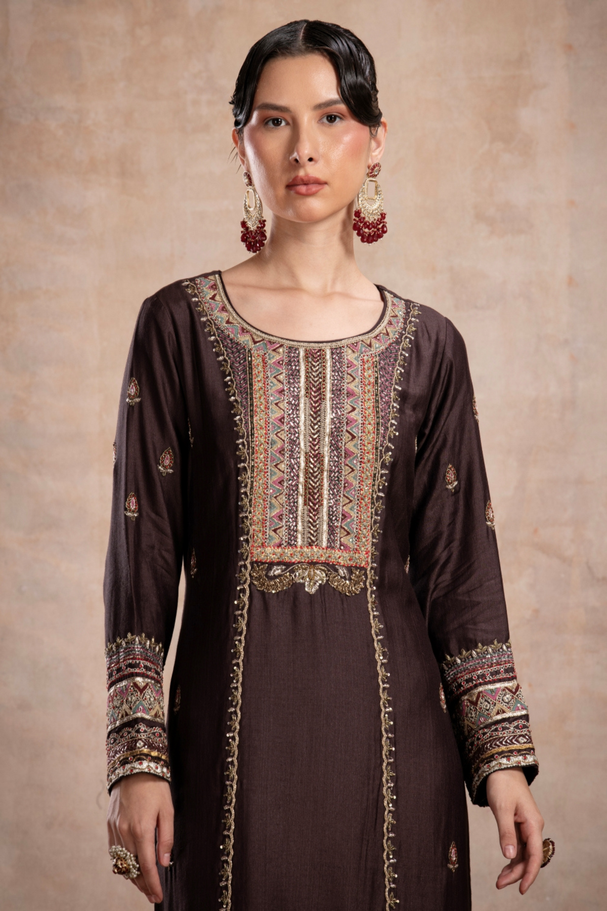 Rabia Straight Suit Set Brown