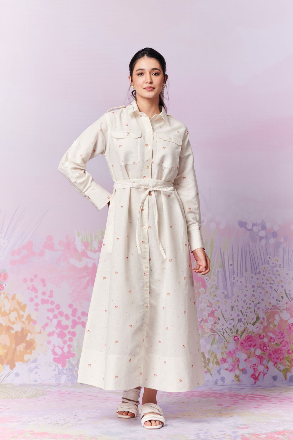 French Country Long Shirt Dress