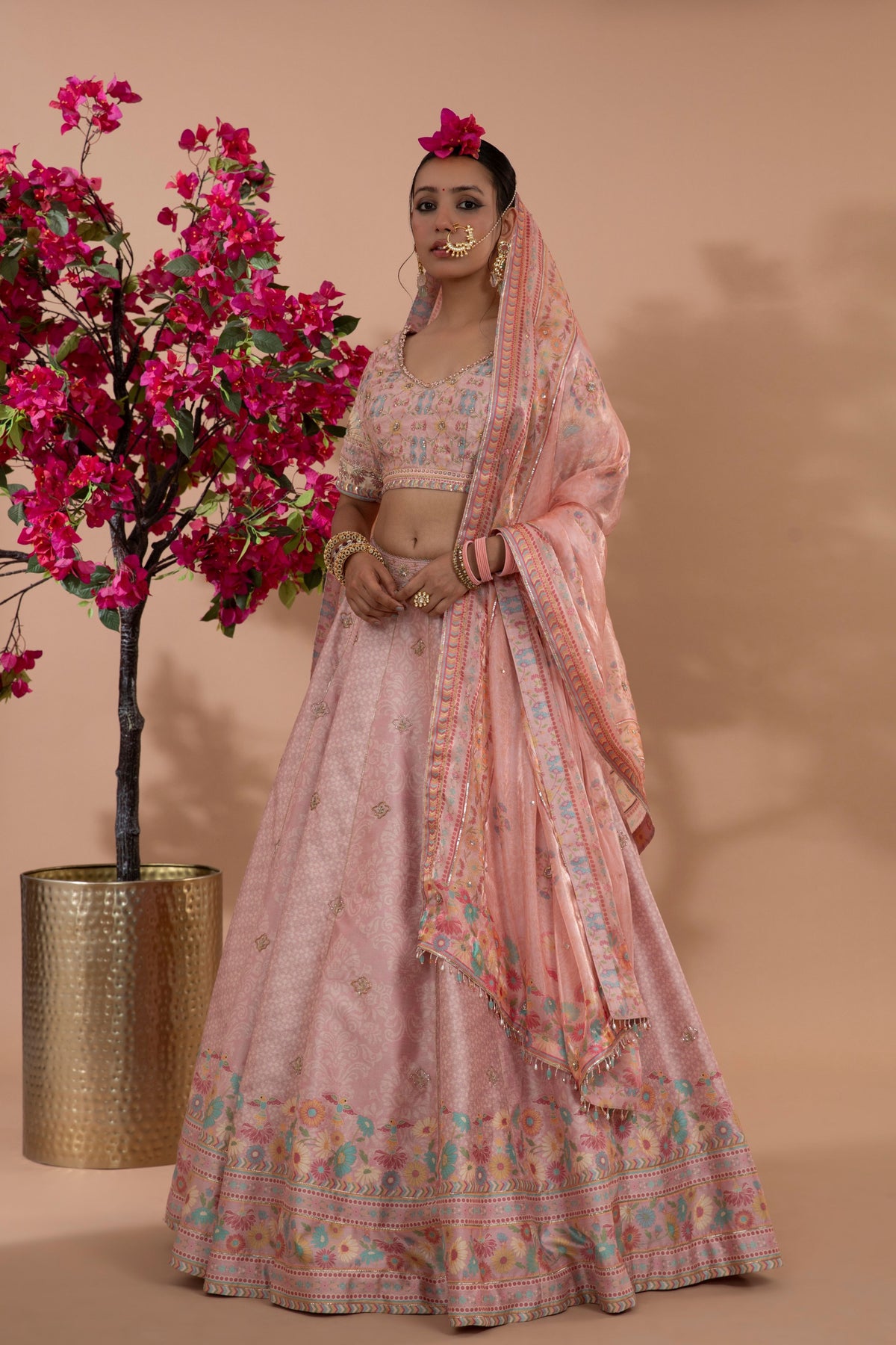 Dusty Rose Printed Lehenga Set