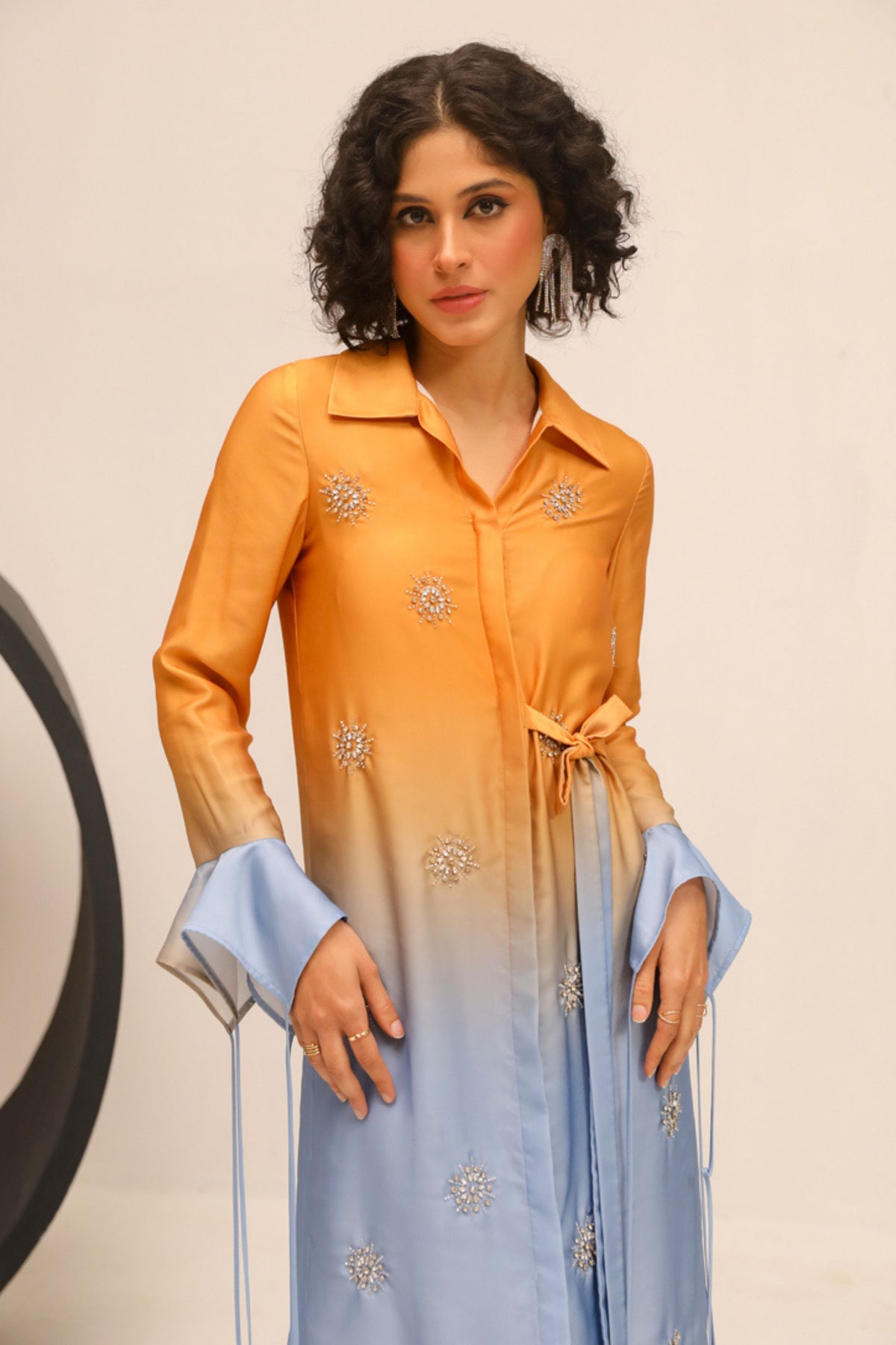 Donna Dress In Ochre Bloom