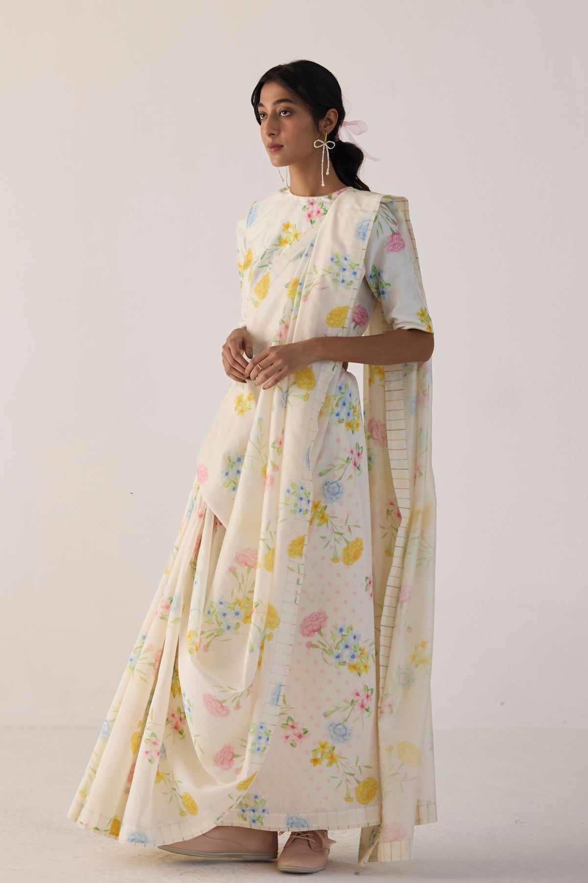 Marigolds Silk and Cotton Chanderi Sari