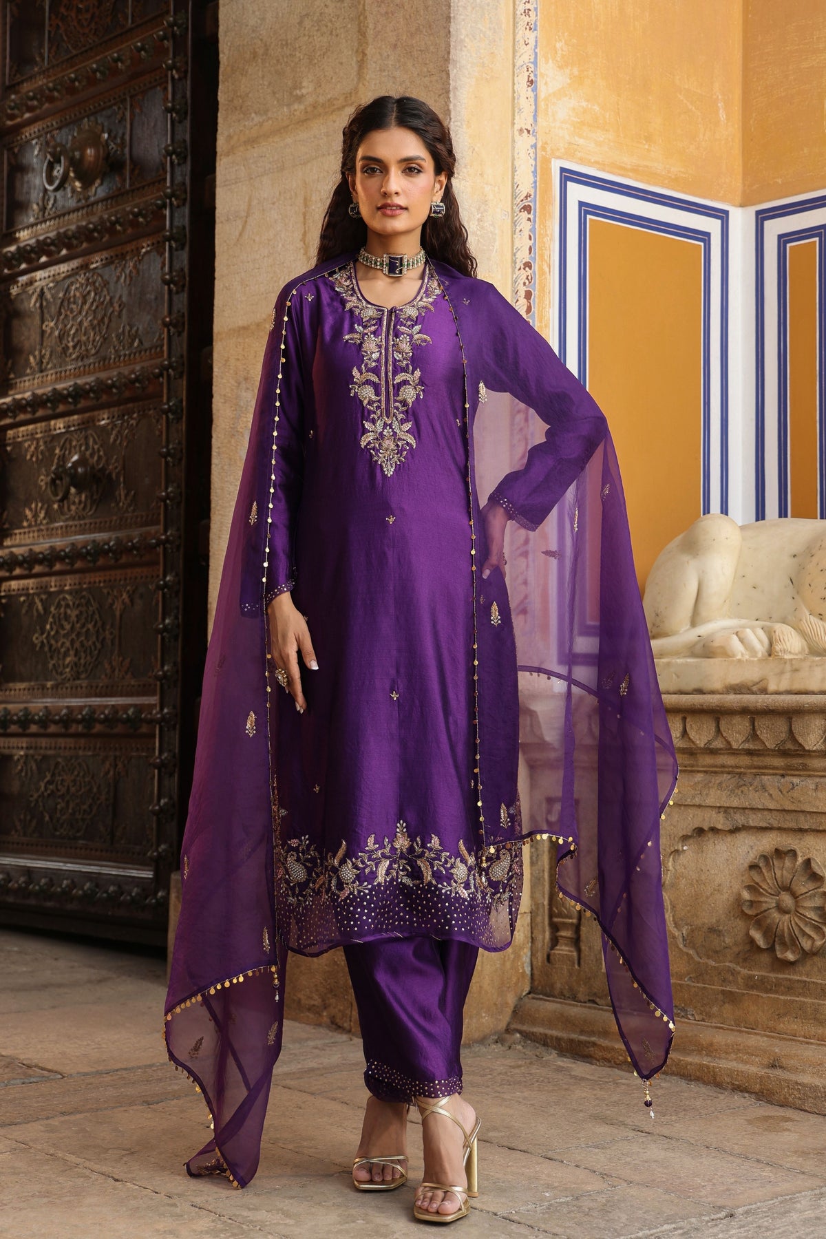 Heavy Long Purple Kurta Set