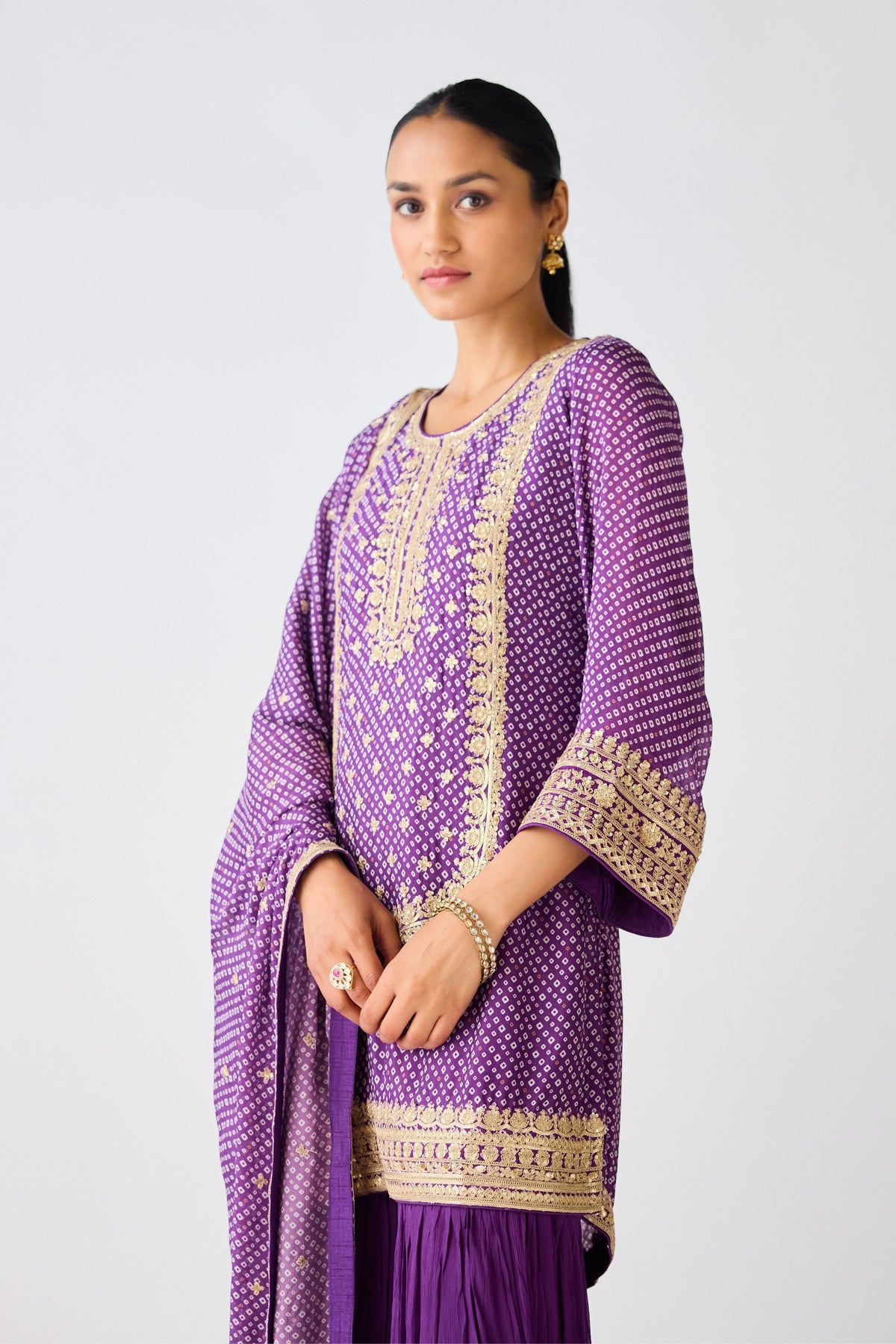 Purple Work Sharara Set