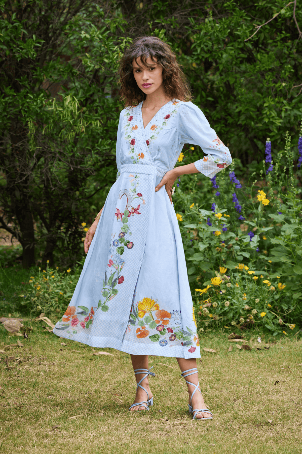 Parisian Wrap Dress Sky Blue