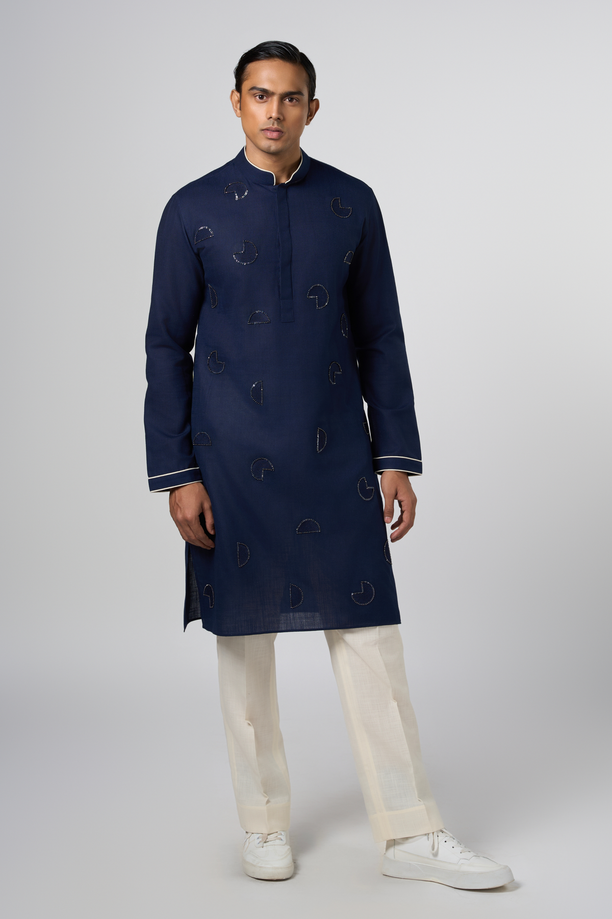 Circular Geo Abstract Navy Kurta