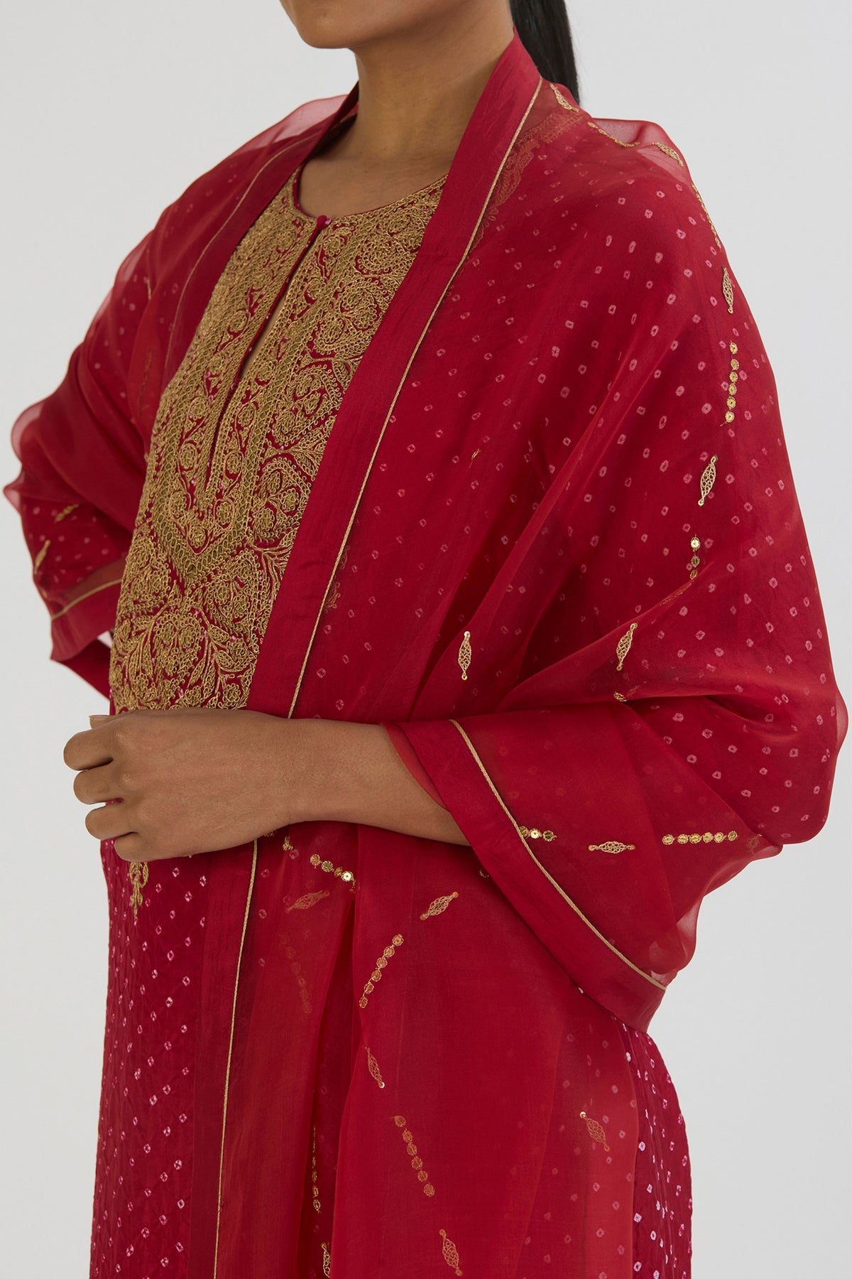 Red Smita Dupatta