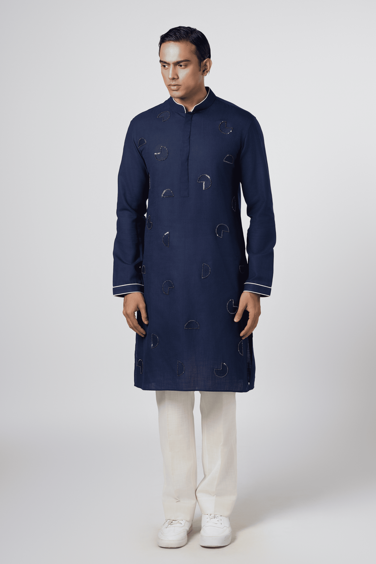 Circular Geo Abstract Navy Kurta