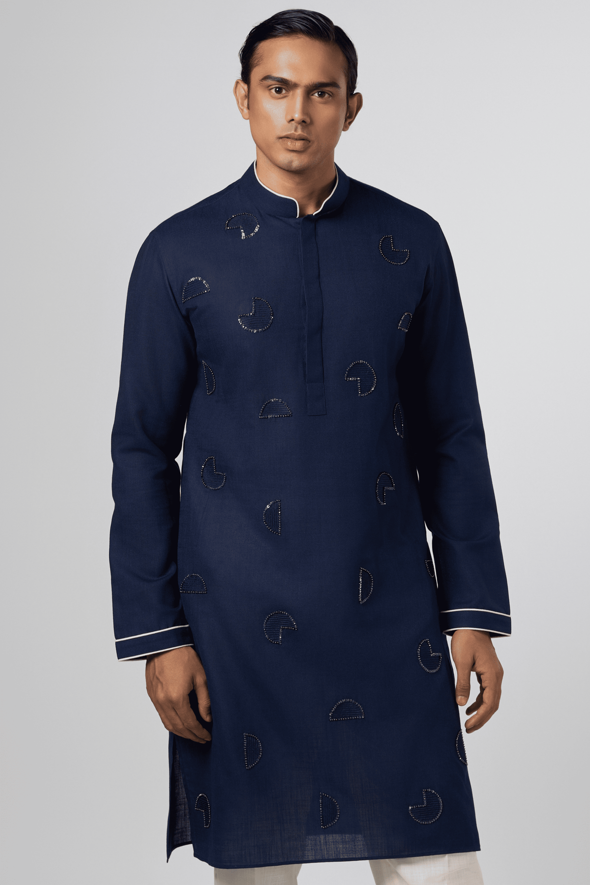 Circular Geo Abstract Navy Kurta