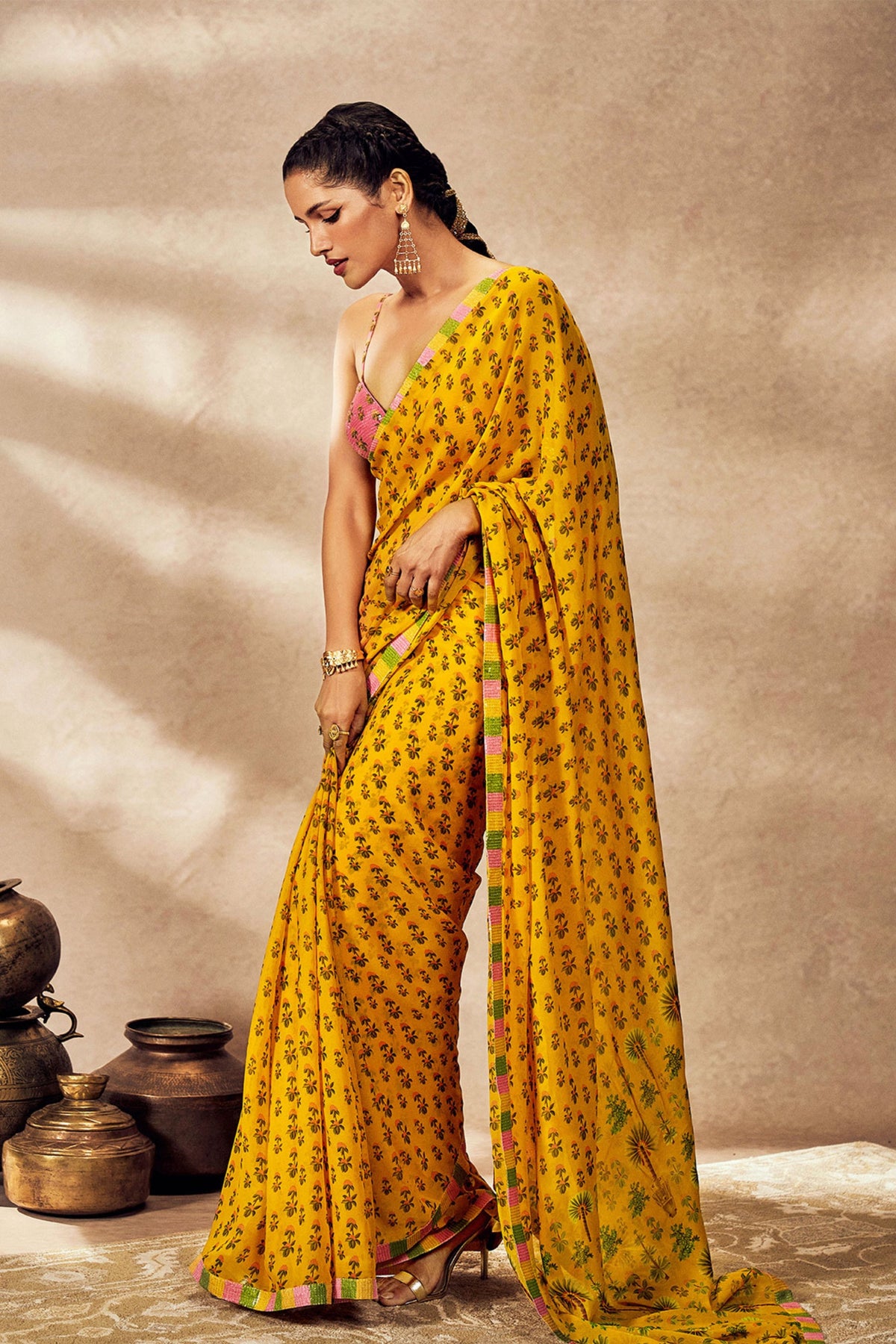 Yellow Pixie Dust Saree