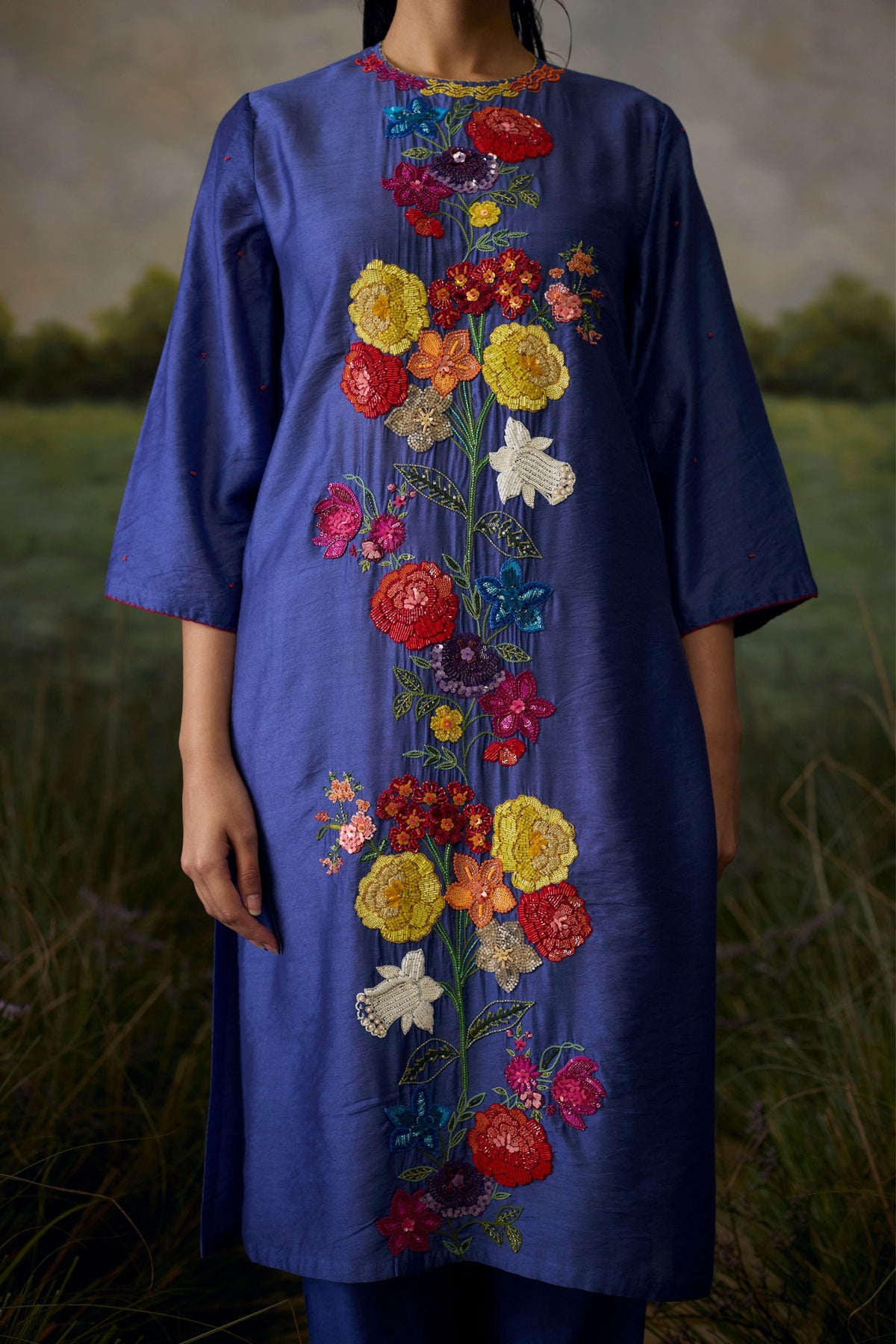 Mystic Blue Embroidered Kurta