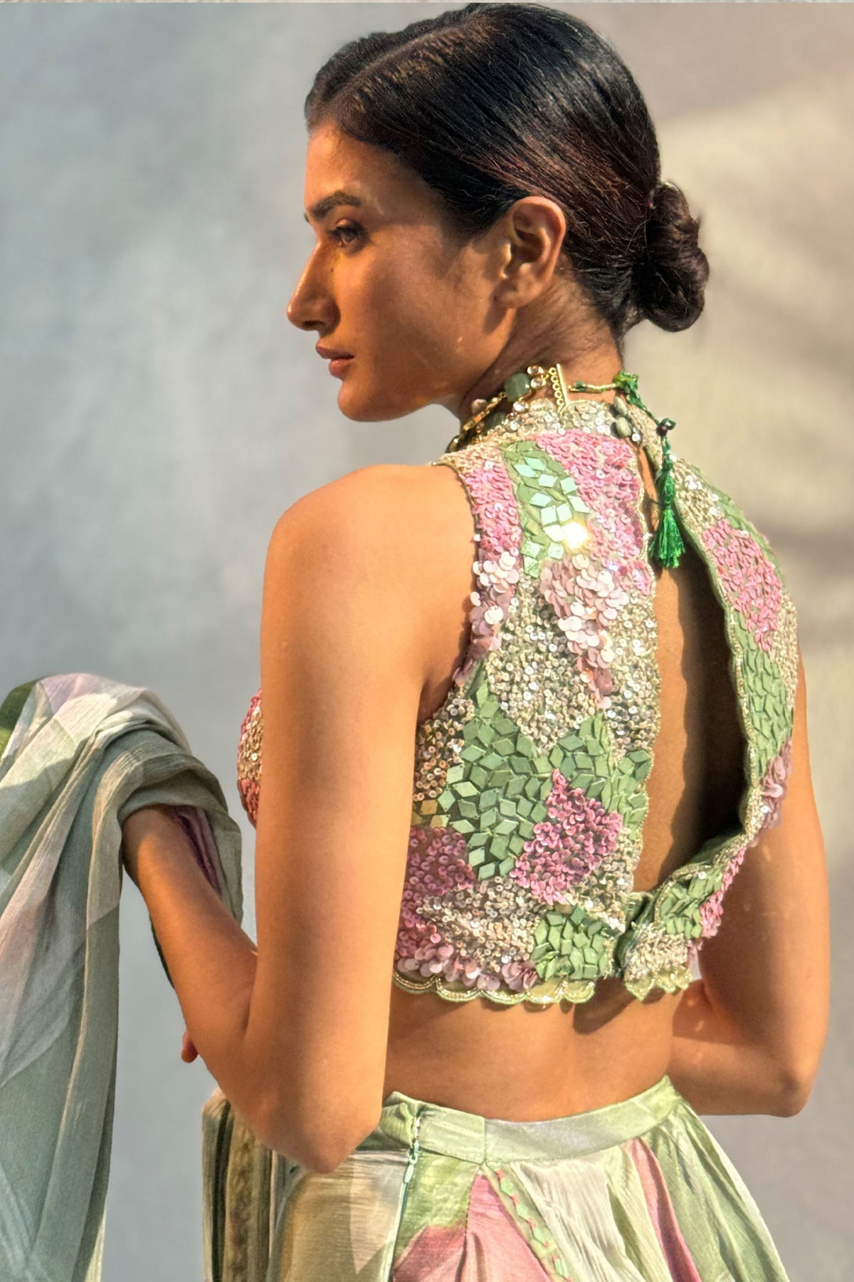 Mint Pre-drapped Saree