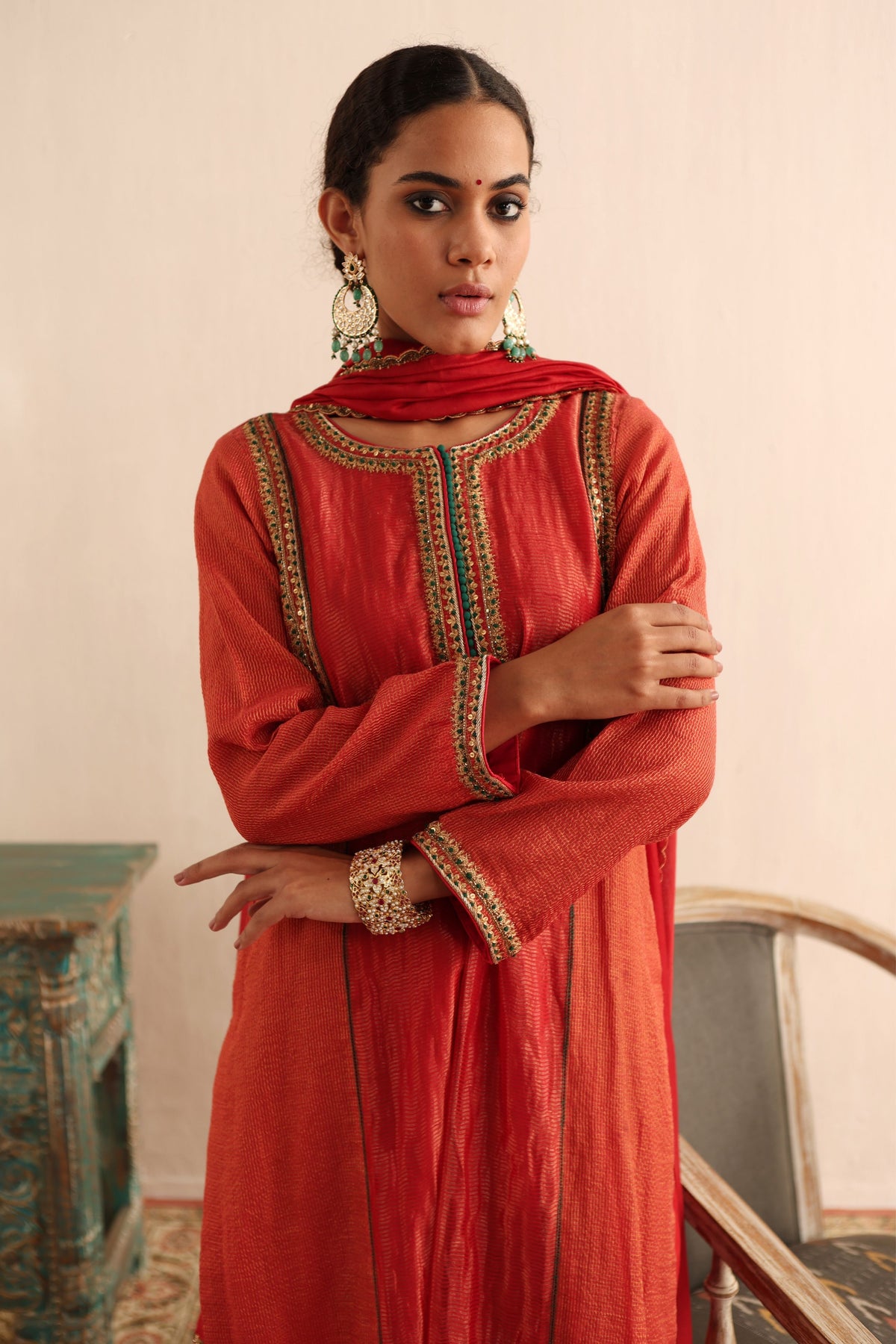 Tomato Red Kurta Set