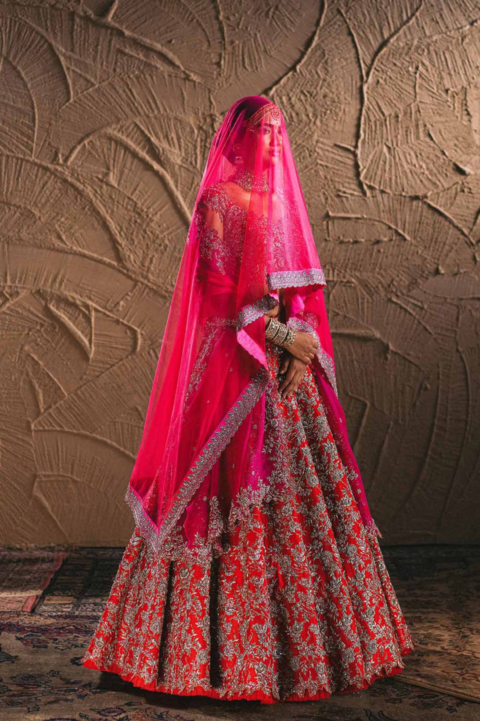 Pink Organza Gold Embroidered Lehenga Set Design by Anushree Reddy at  Pernia's Pop Up Shop 2024