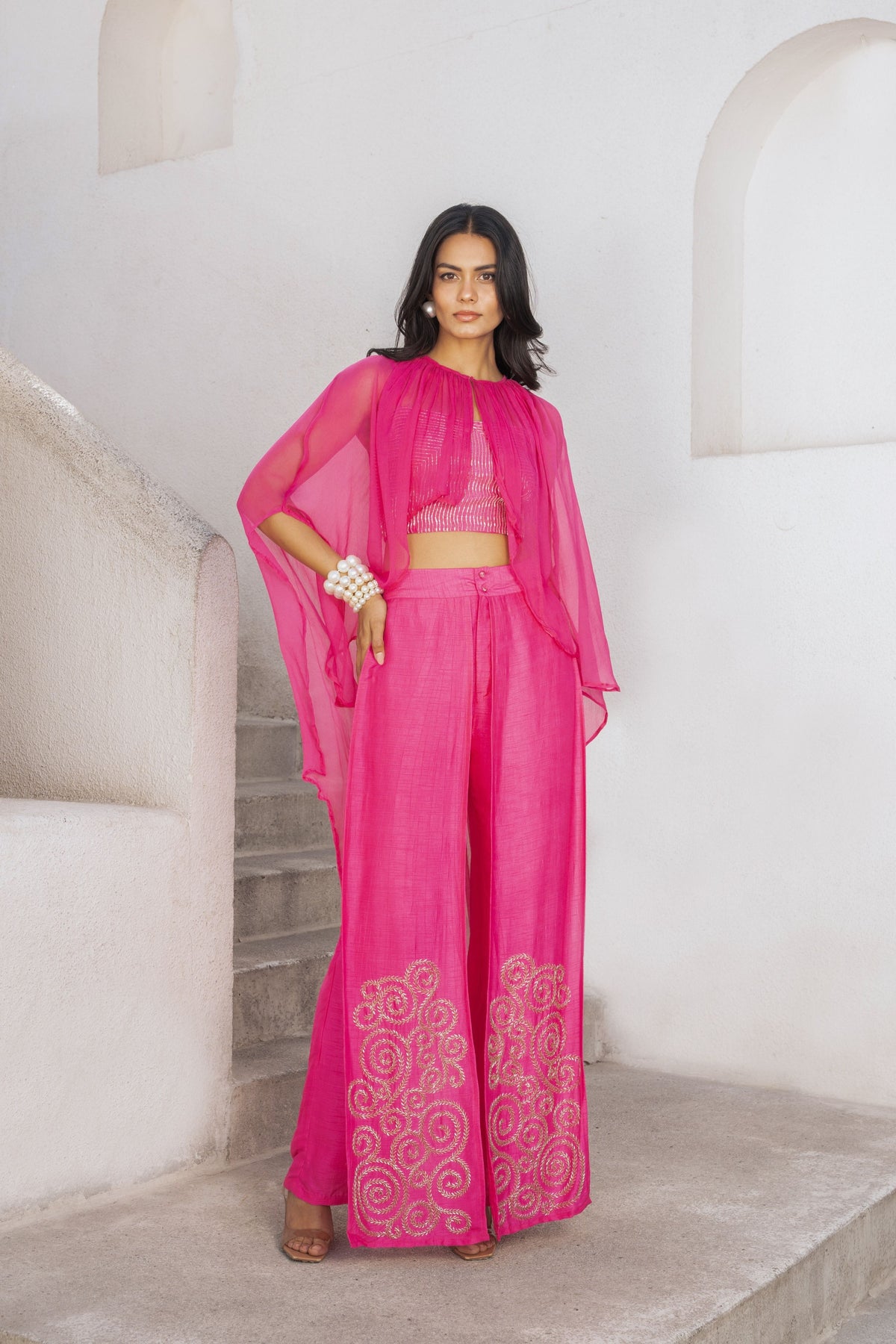 Hot Pink Bandee Cape with Top &amp; Pant