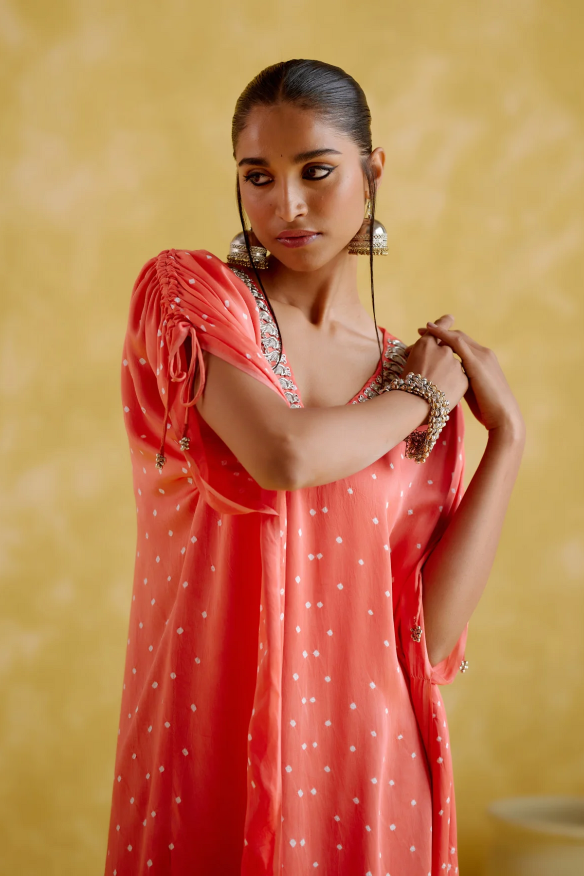 Dakshayani Peach Orange Kaftan