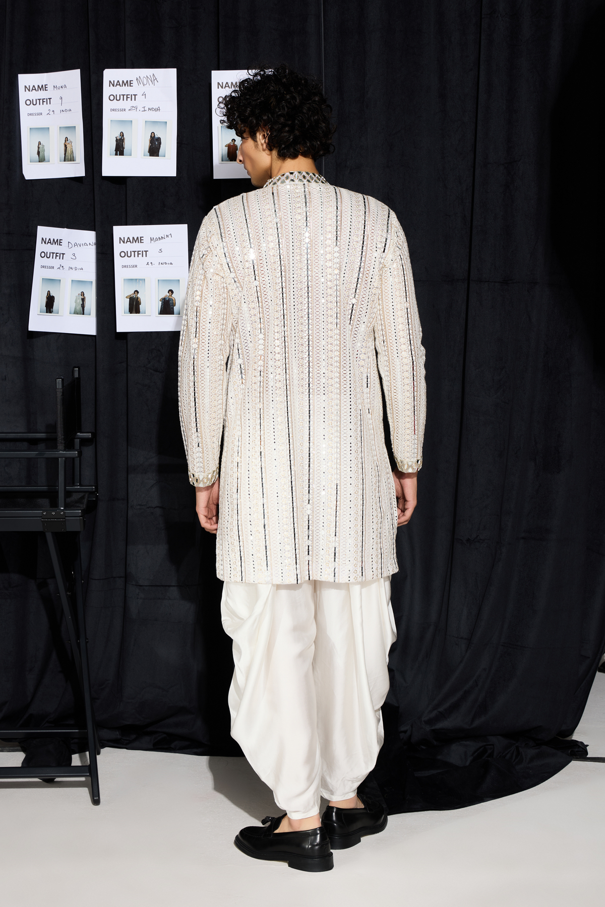 Mirrorwork Kurta With Cowl Dhoti