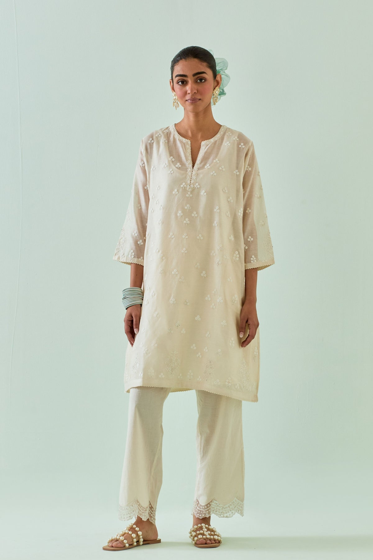 Off White Kalidar Kurta Set