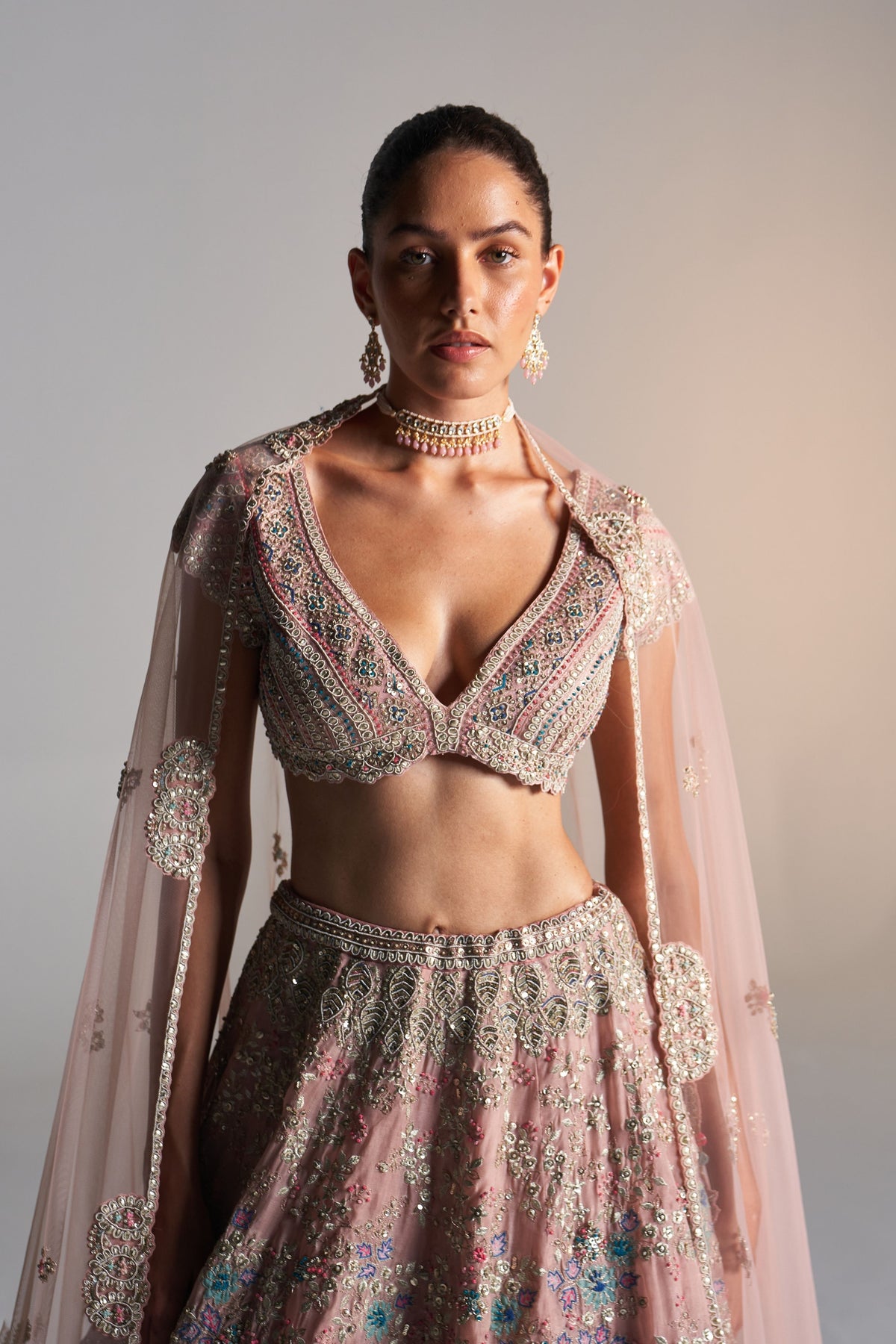 Camellia Pink Embroidery Lehenga Set