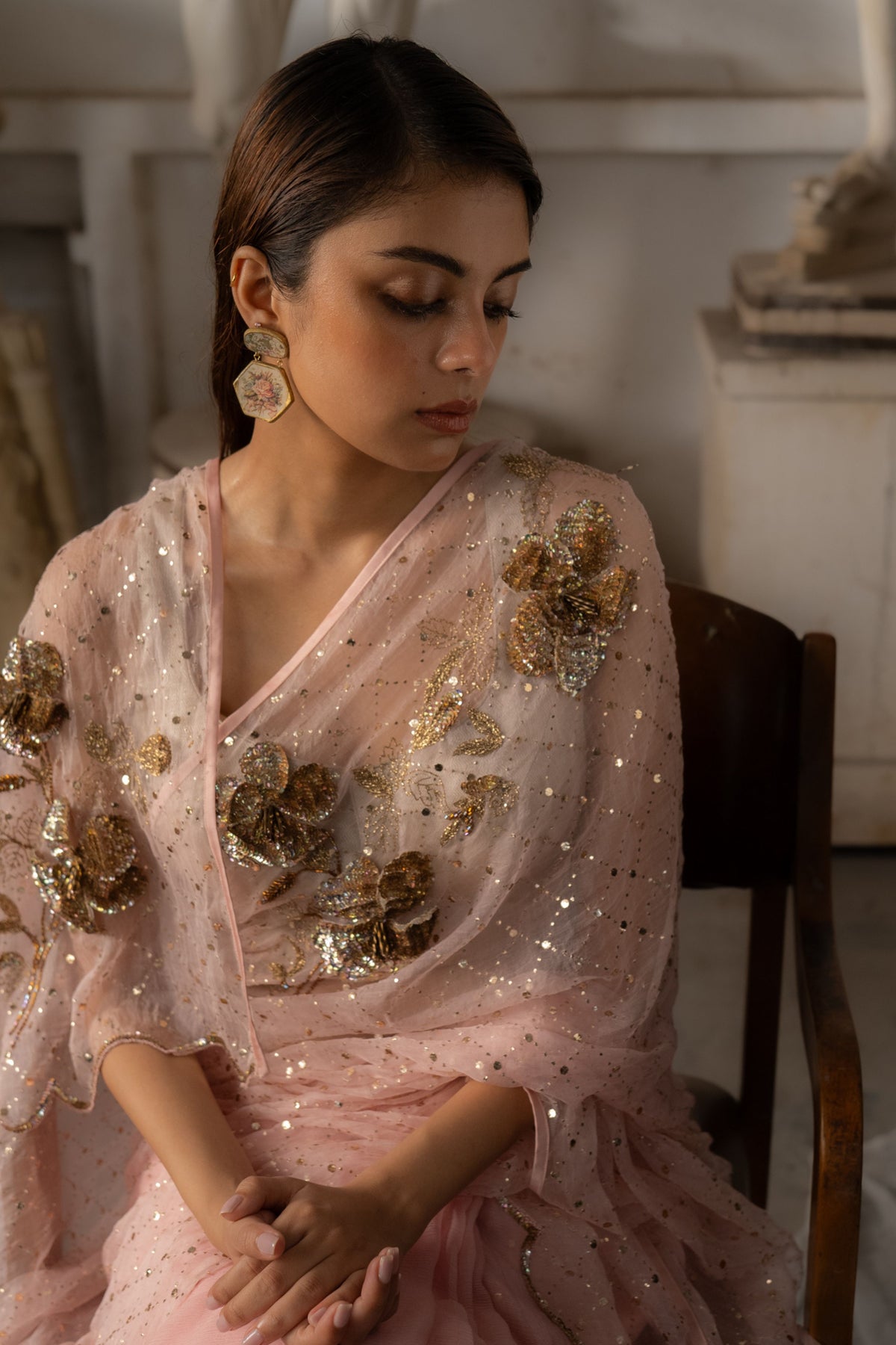 Lden Vile Mellow Pink Saree