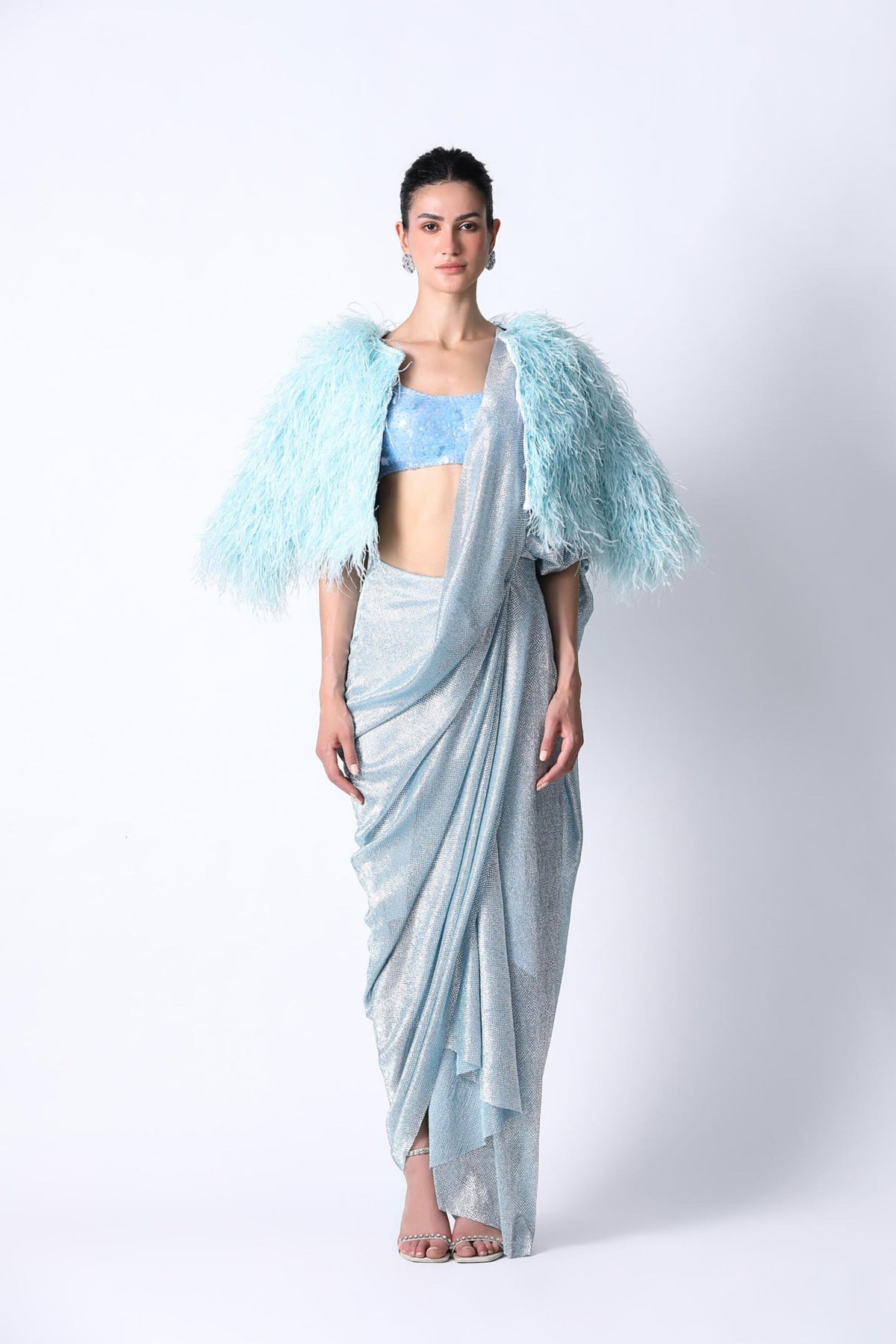 Riri Blouse With Feather Sari