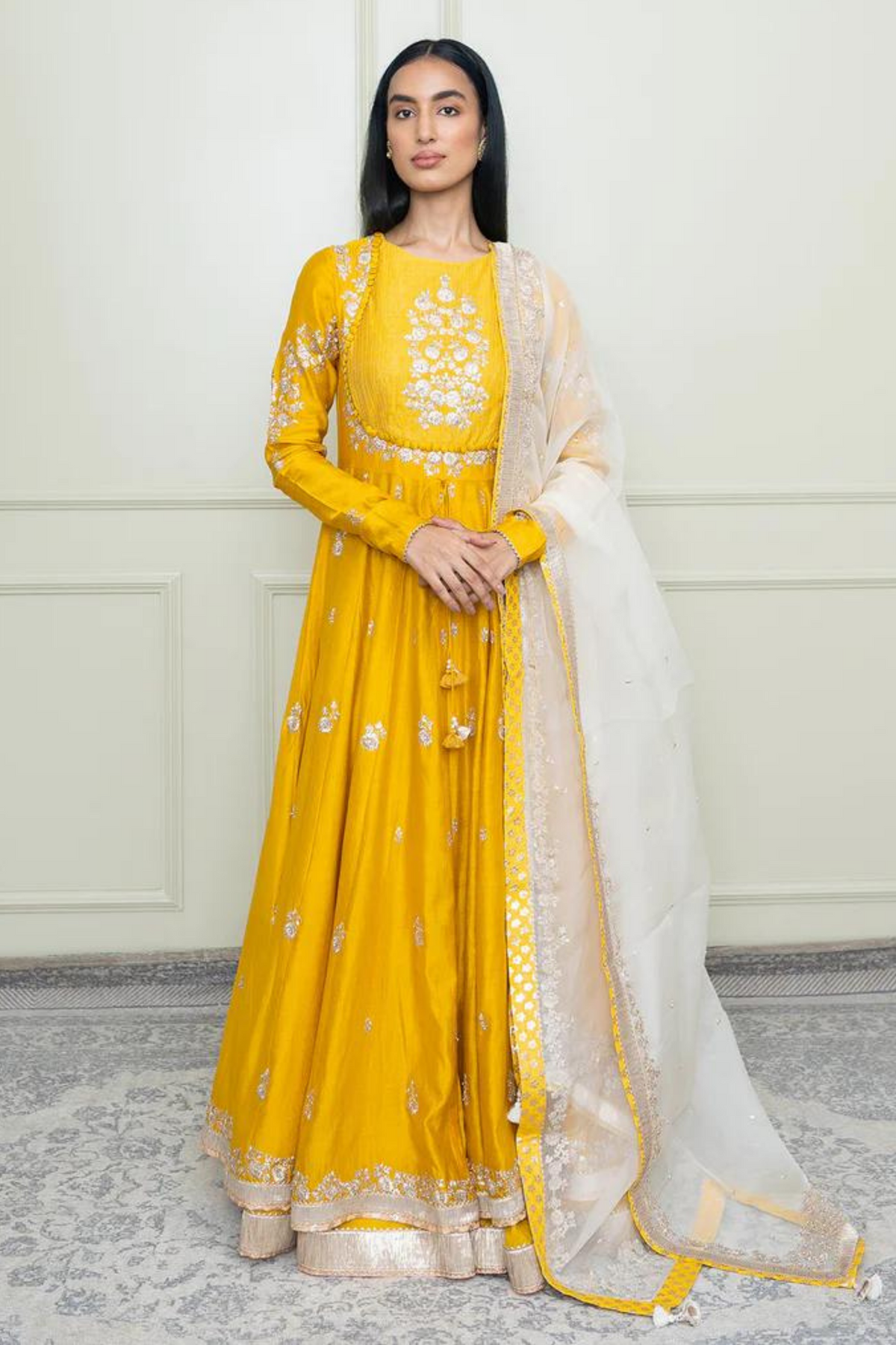 Glaze mustard- taarini anarkali set