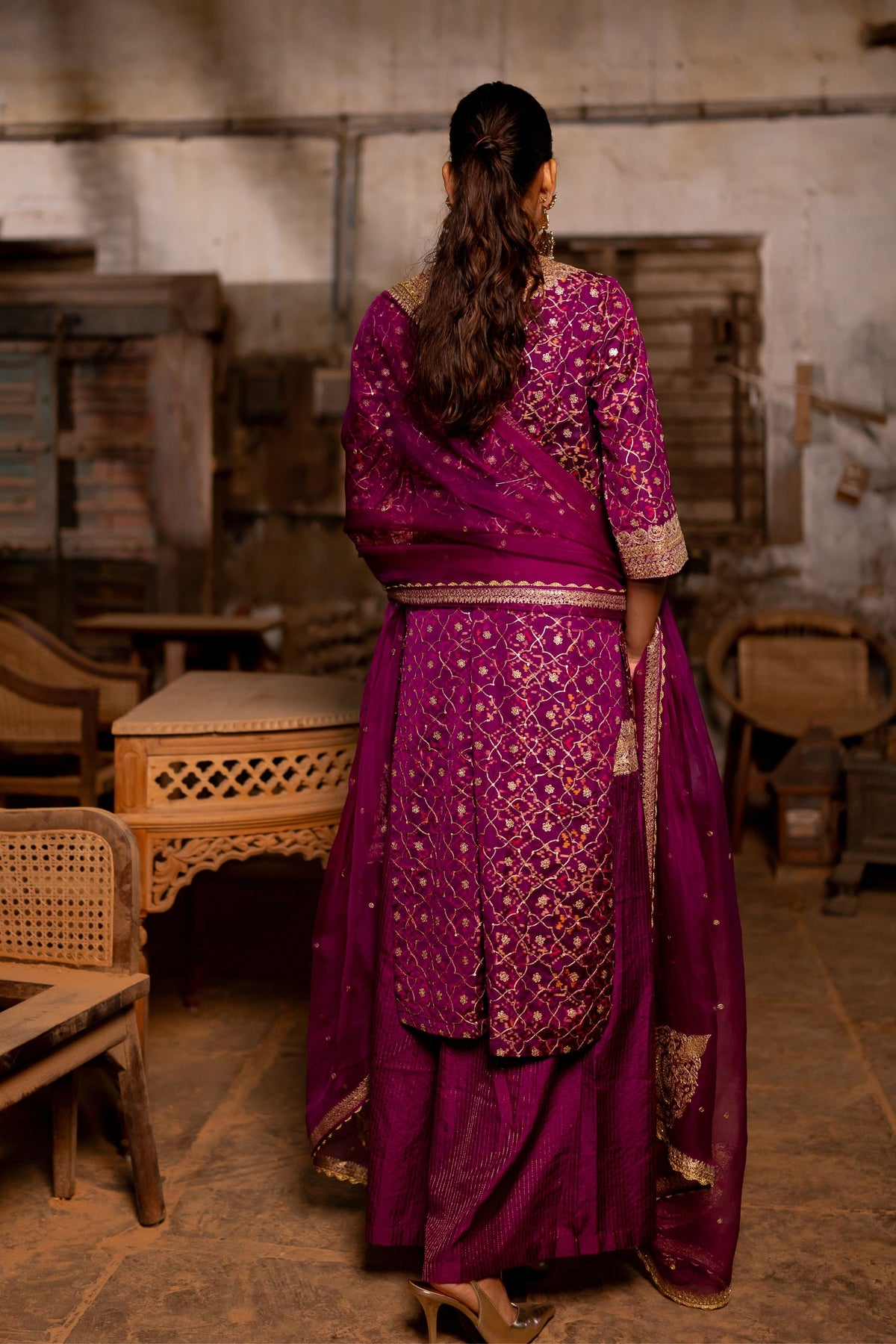 Magenta Kurta With Sharara