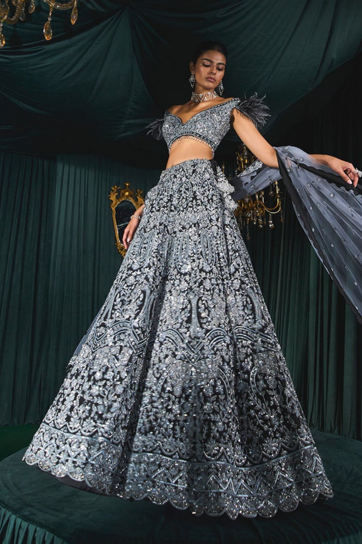 Siyah Lehenga Set