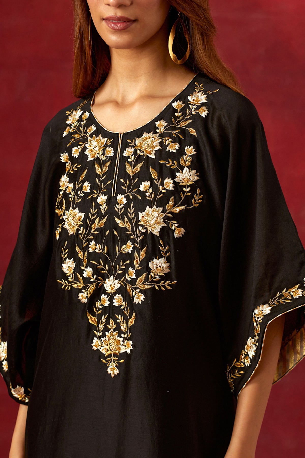 Black Embroidered Yoke Kurta Set