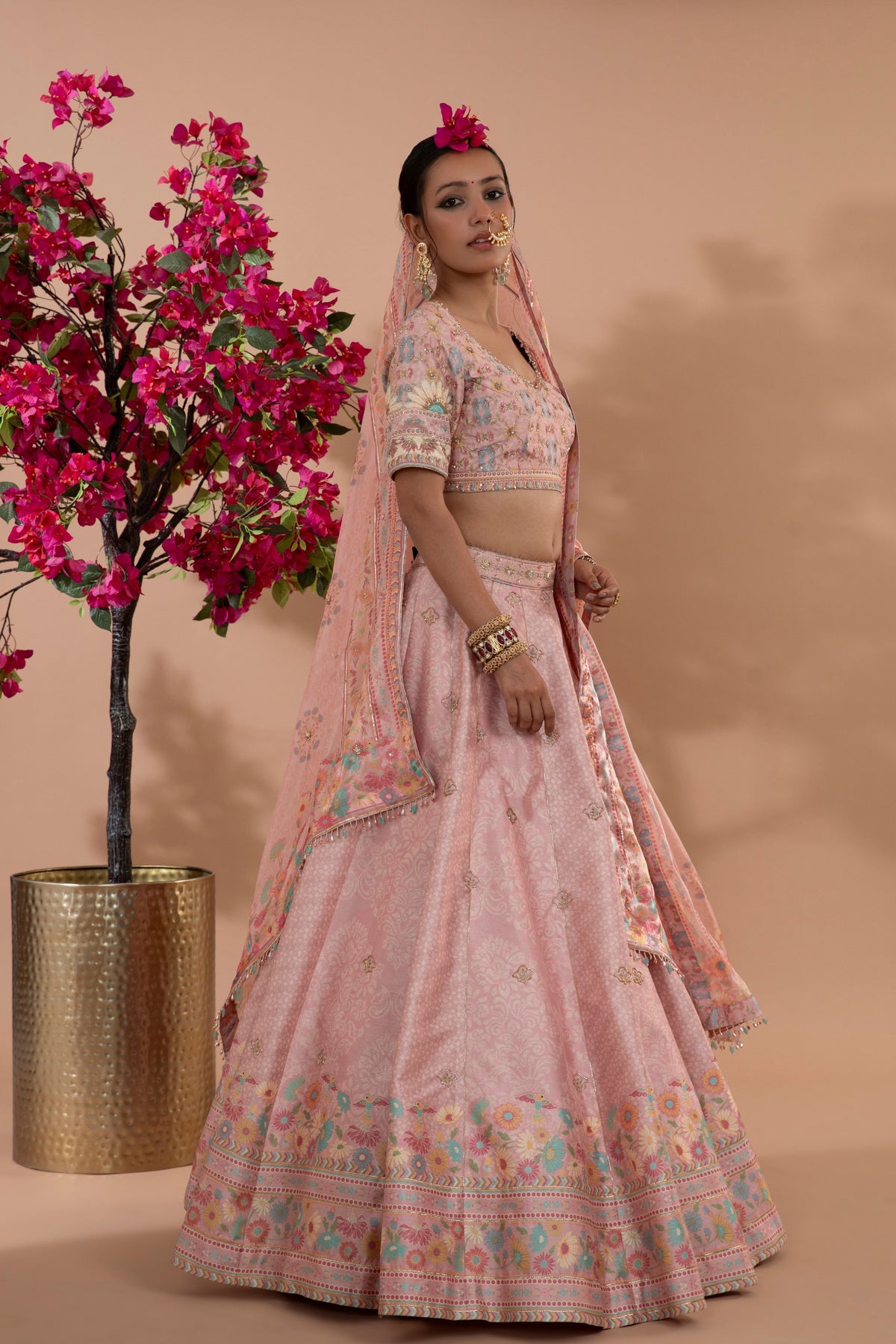 Dusty Rose Printed Lehenga Set