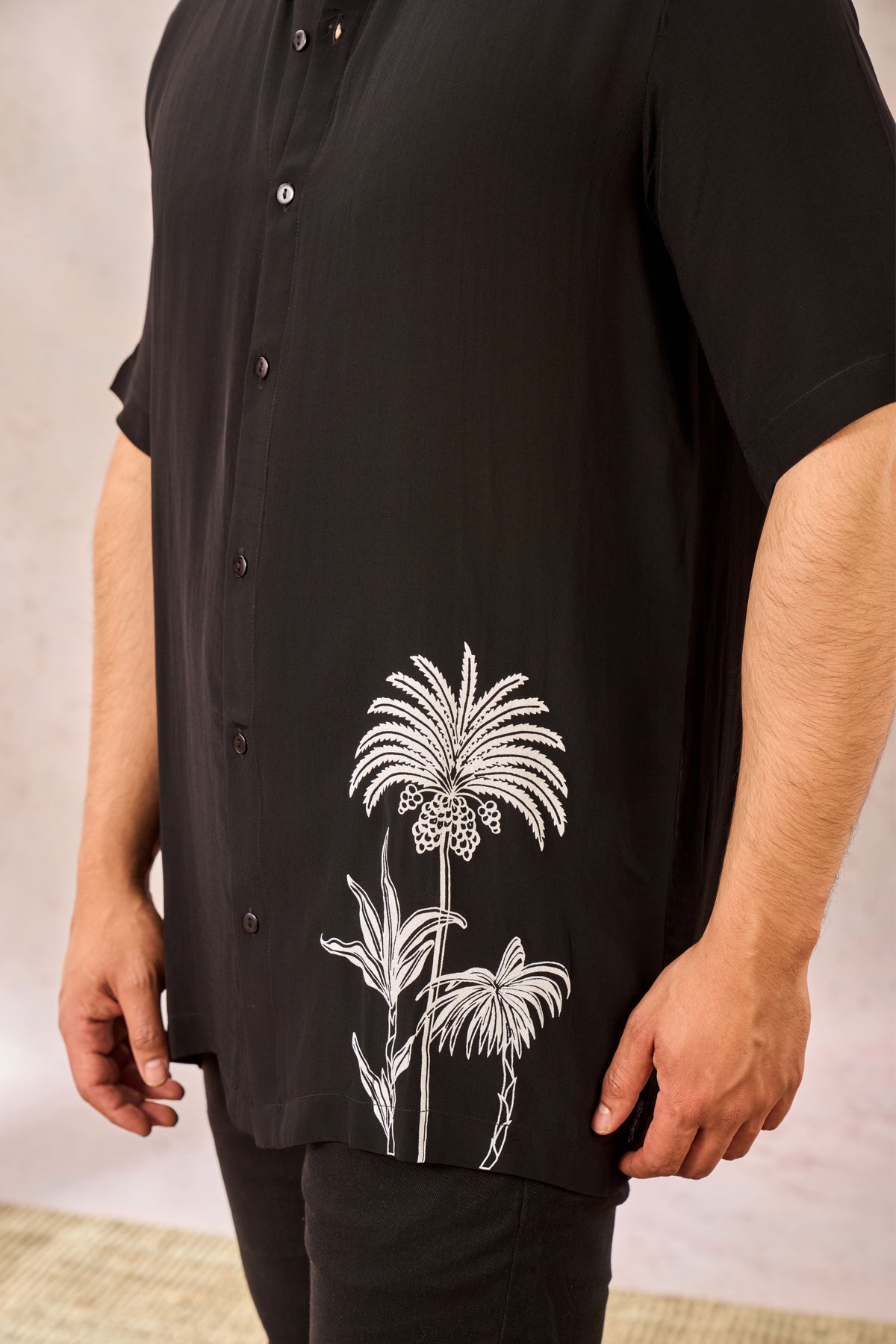 Black Palm Tree Print Shirt