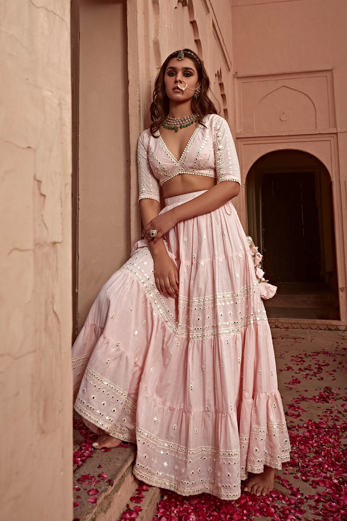 Blush Pink Triangle Lehenga Set