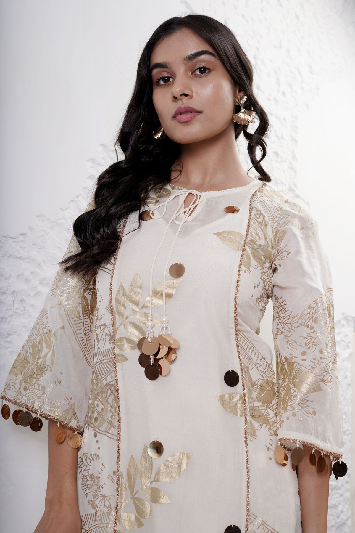 Ivory Panelled Kurta Set