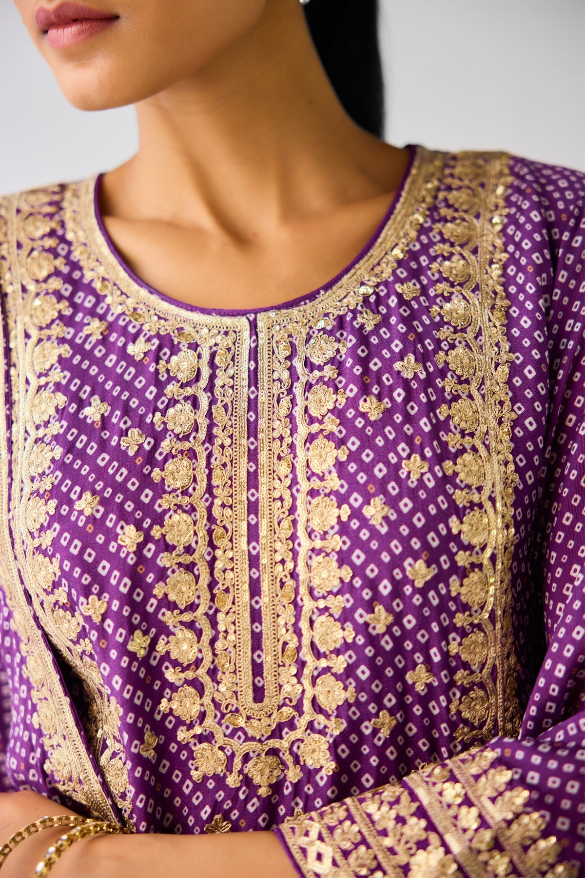 Purple Work Sharara Set