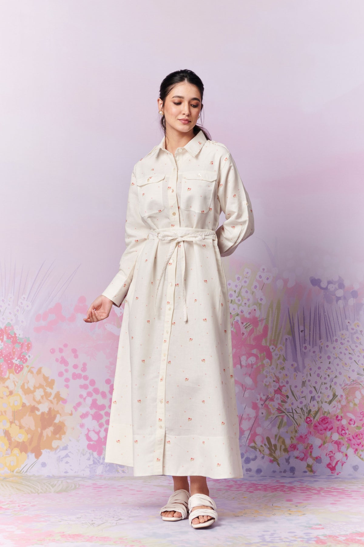 French Country Long Shirt Dress