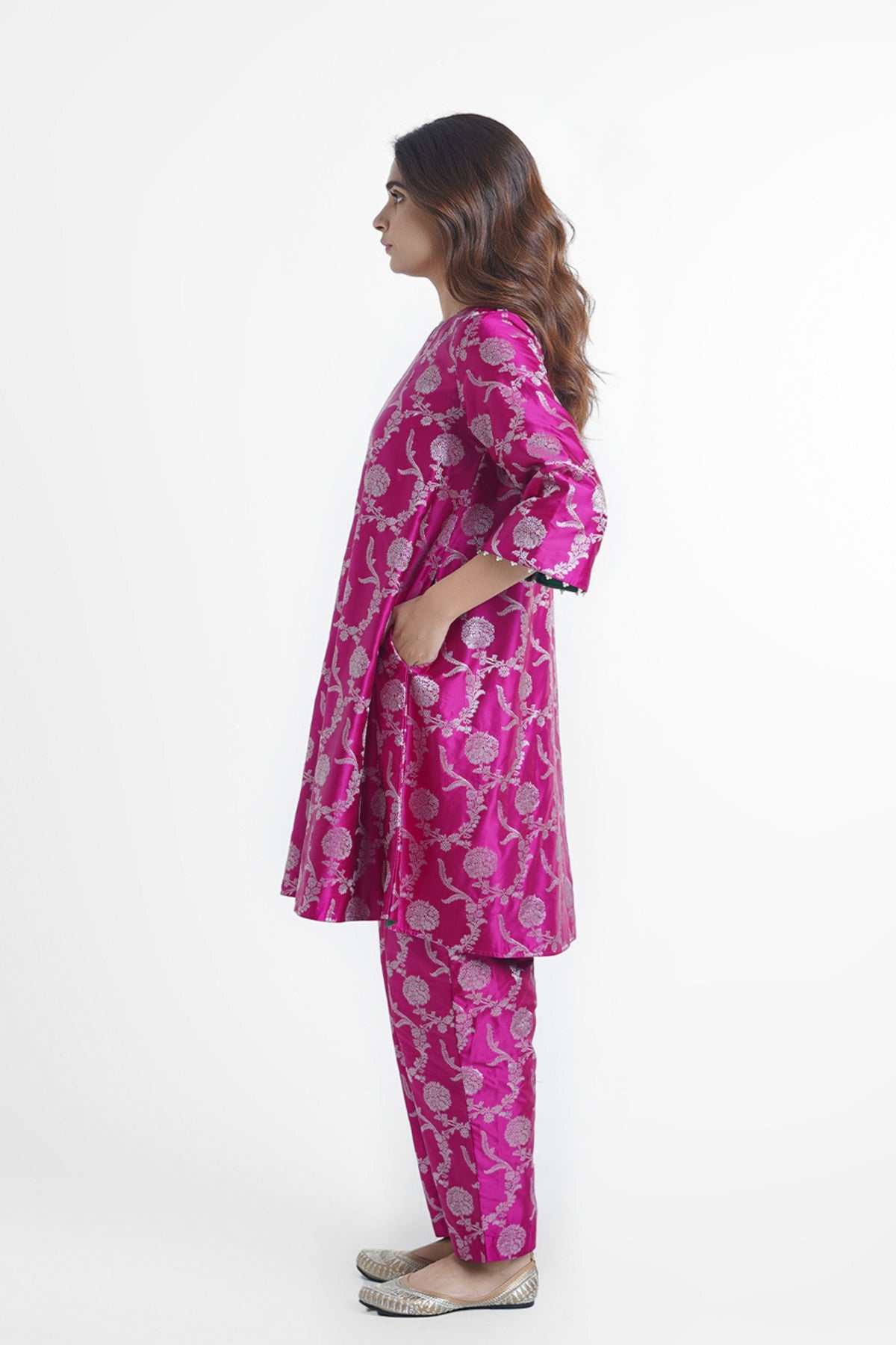 Pink Sunheri Kurta Set