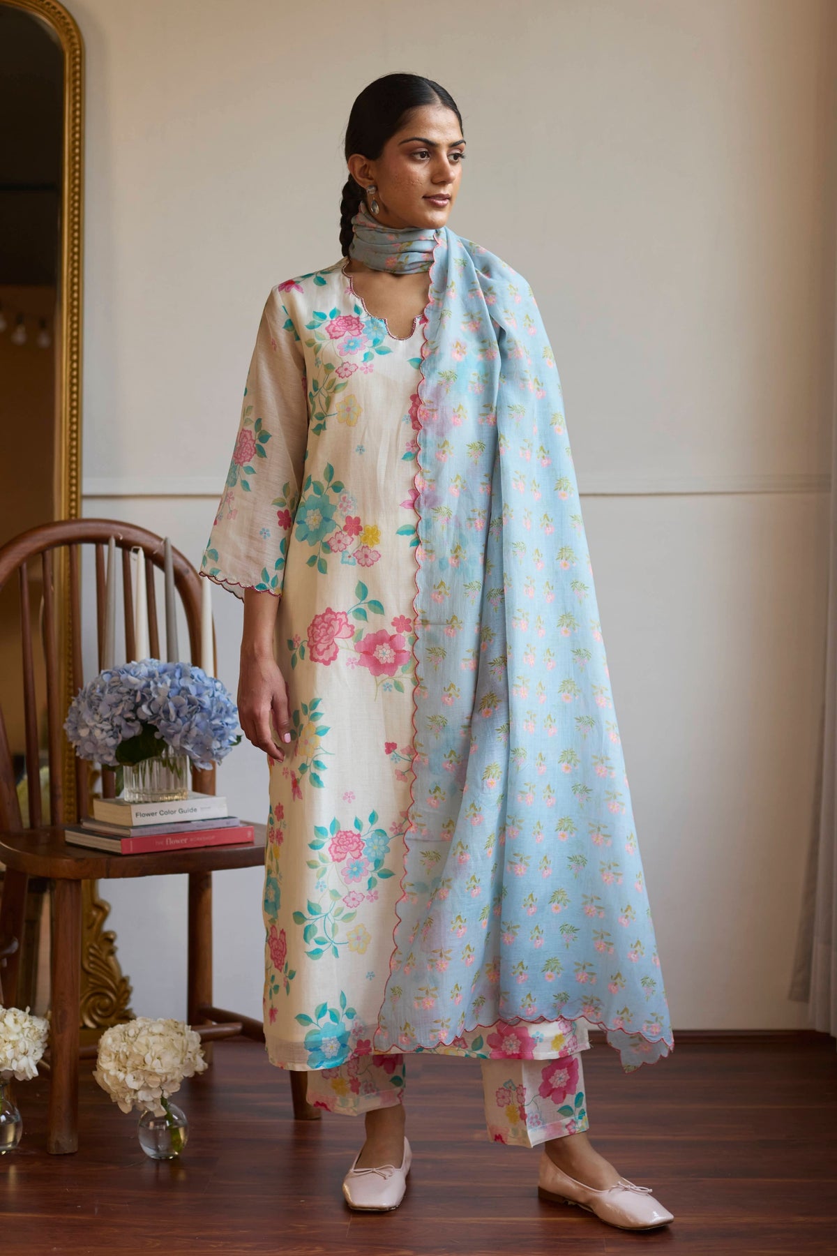 Ivory Powder Blue Kurta Set