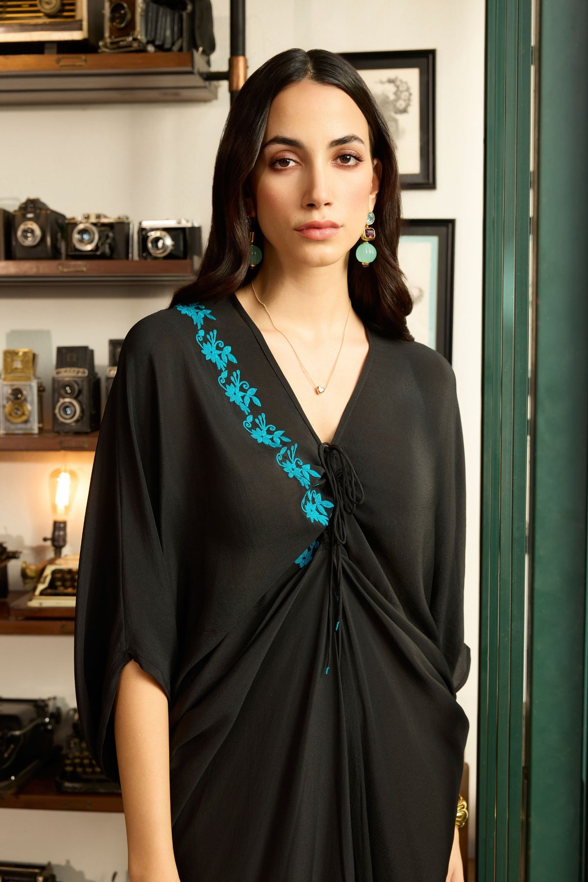 Black Embroidered Kaftan