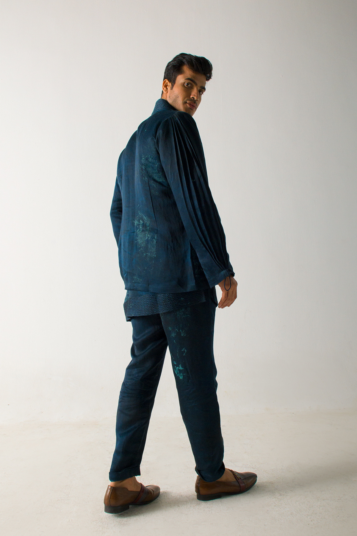 Peacock Green Marble Dye Trousers