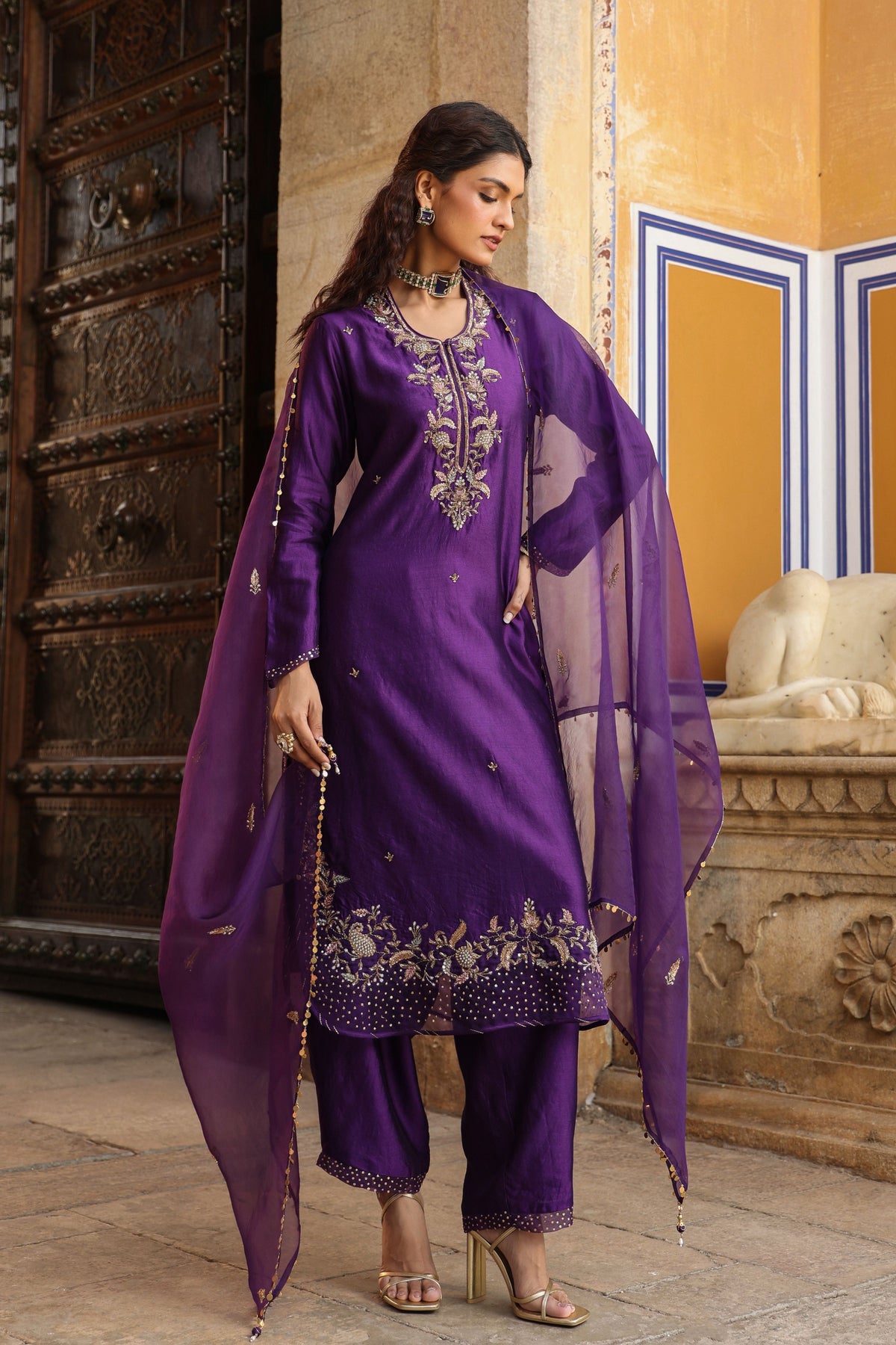 Heavy Long Purple Kurta Set