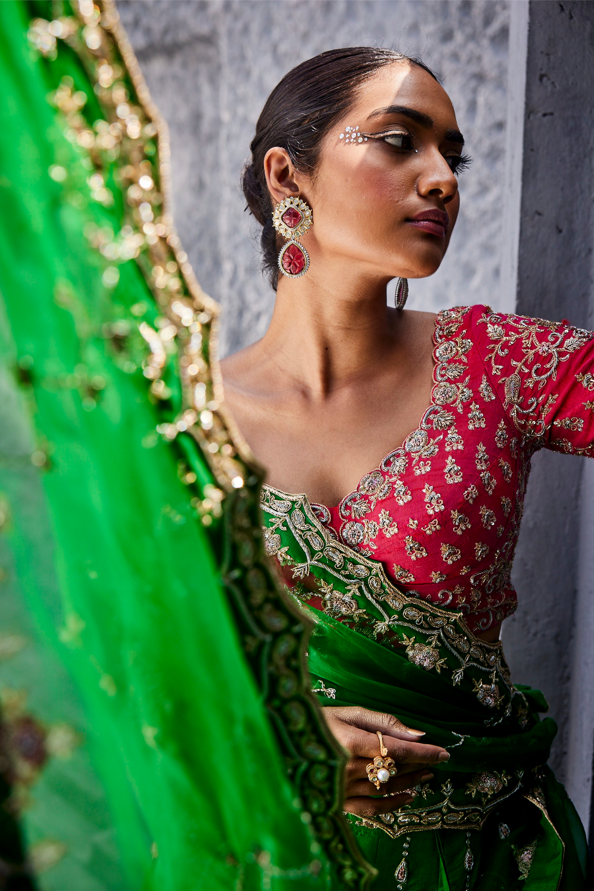 Leaf Green Scallop Heavy Lehenga