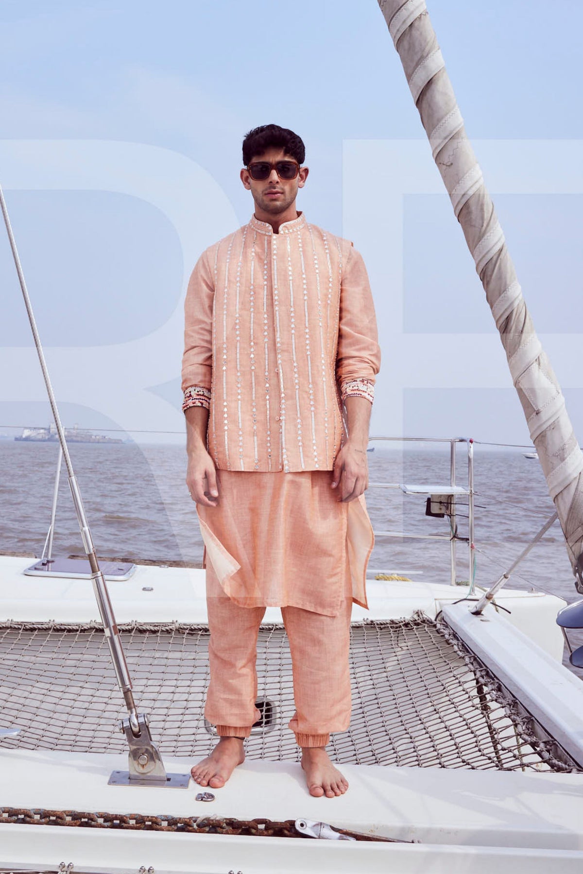 Embroidered Bundi With Kurta &amp; Jogger Pants