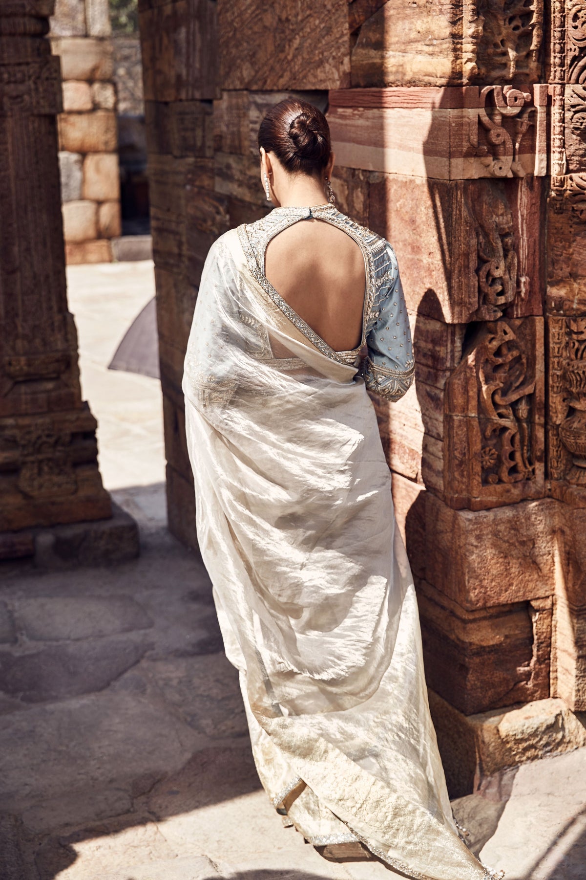 The Aquamarine Aurum Tissue Saree