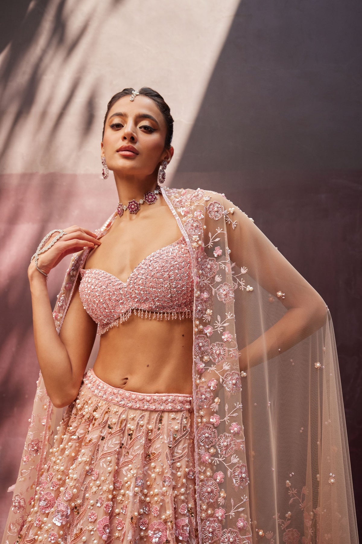 Blush Pink Bridal Lehenga Set