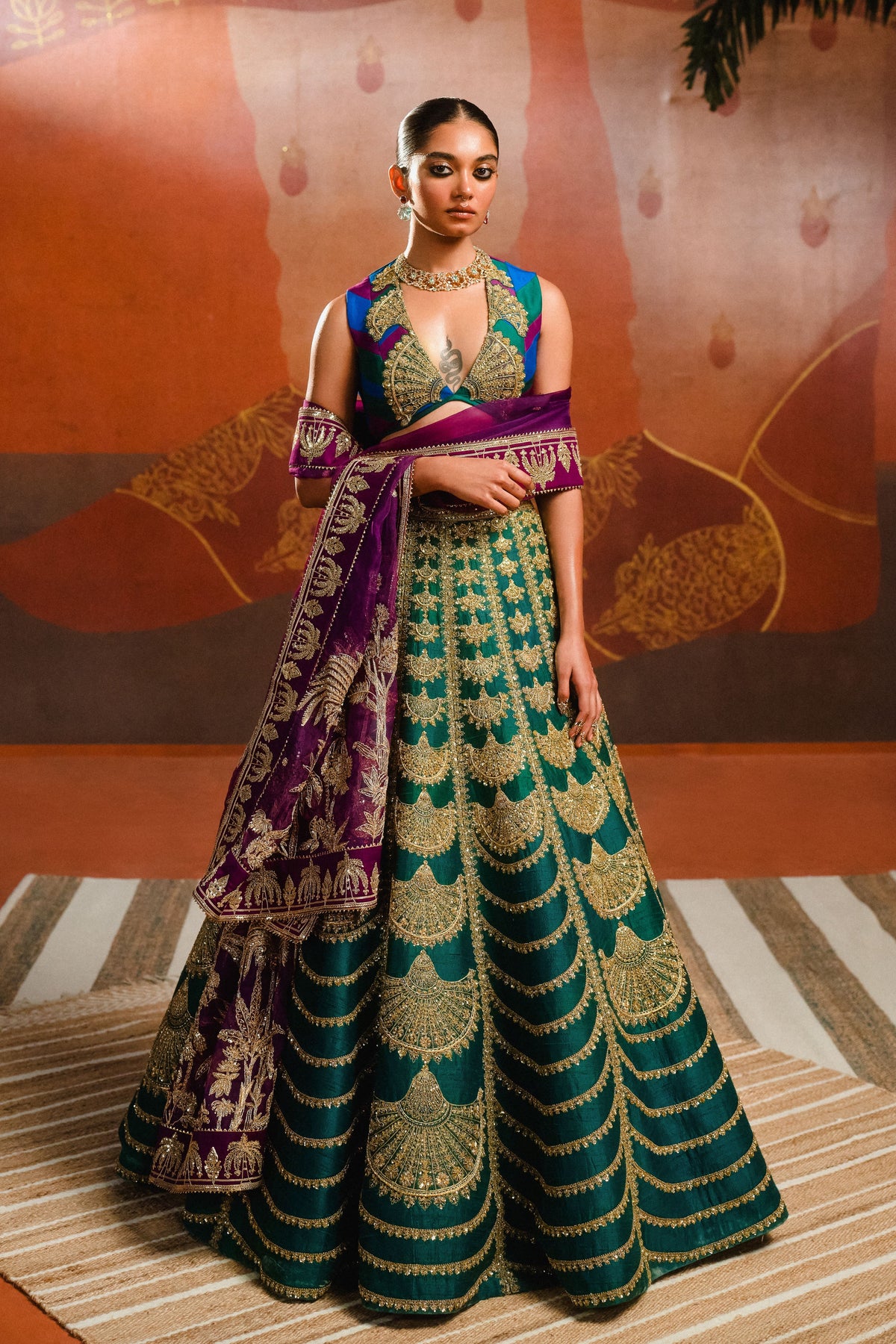 Khus Khus Green Lehenga Set