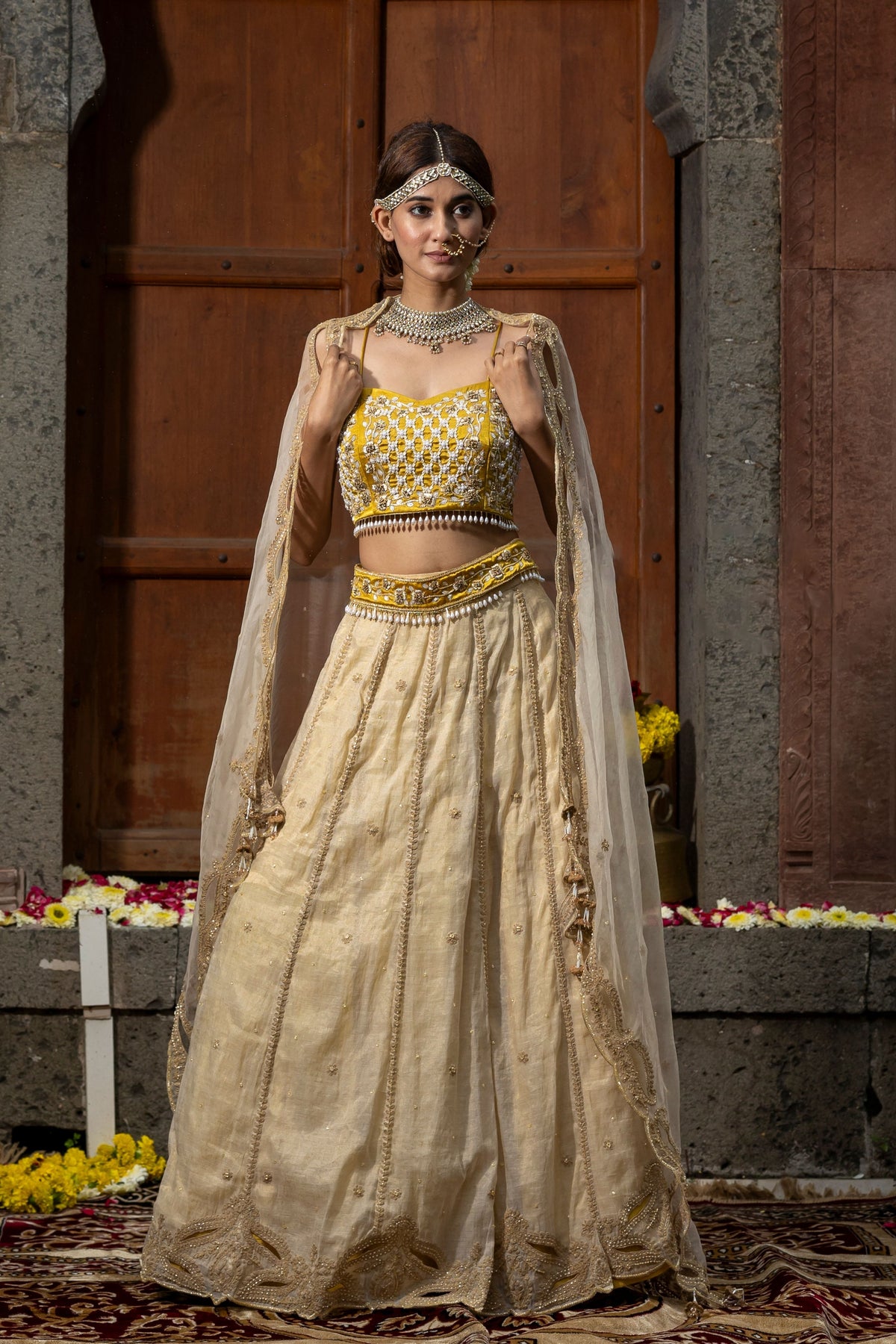 Beige Lehenga Set