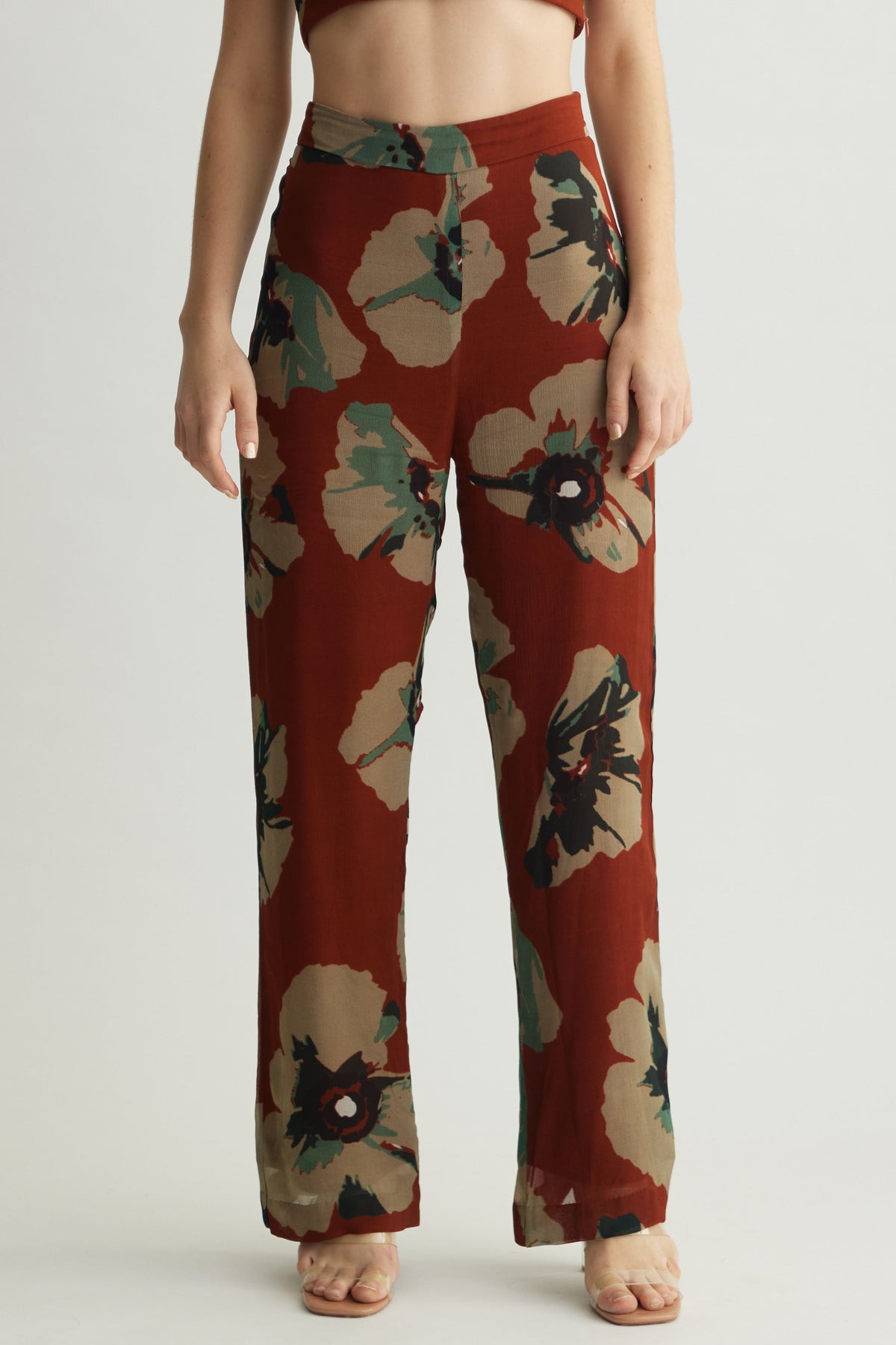 Beige Floral Pants