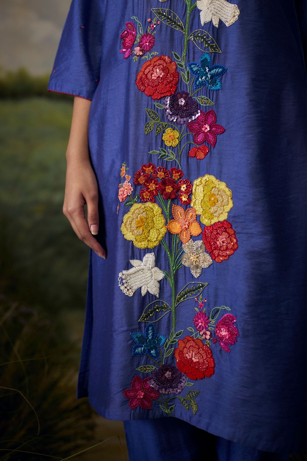 Mystic Blue Embroidered Kurta