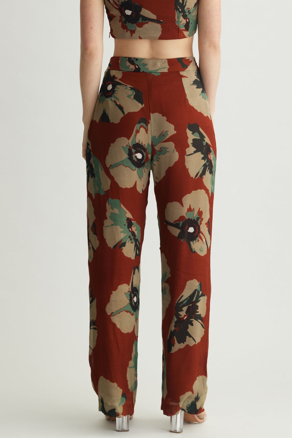 Beige Floral Pants