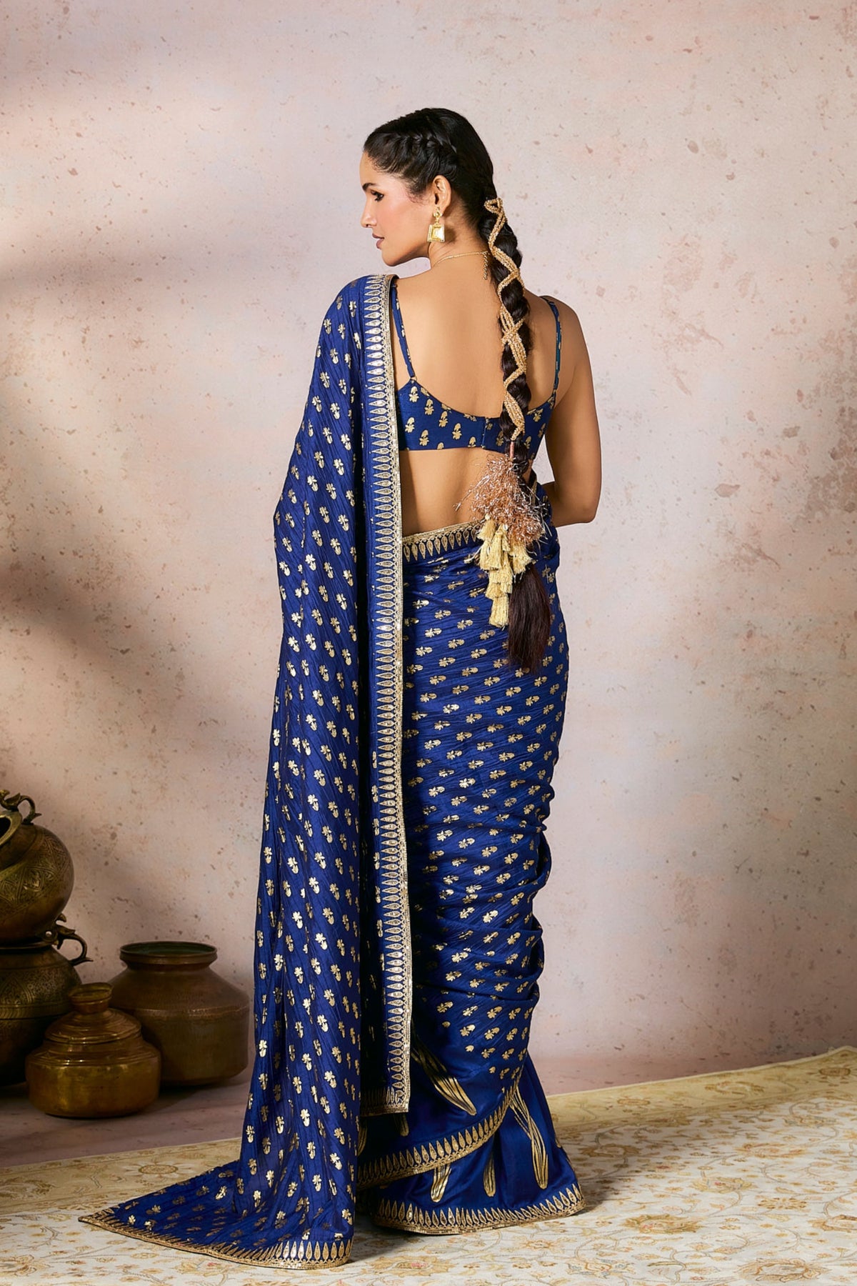 Blue Whispering Lily Crush Saree